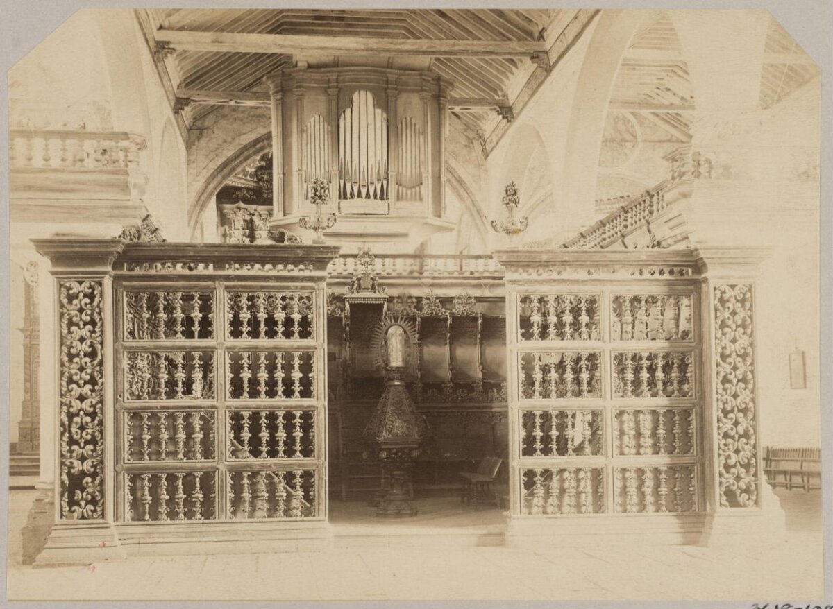 Church Interior with Organ and Baptismal Font