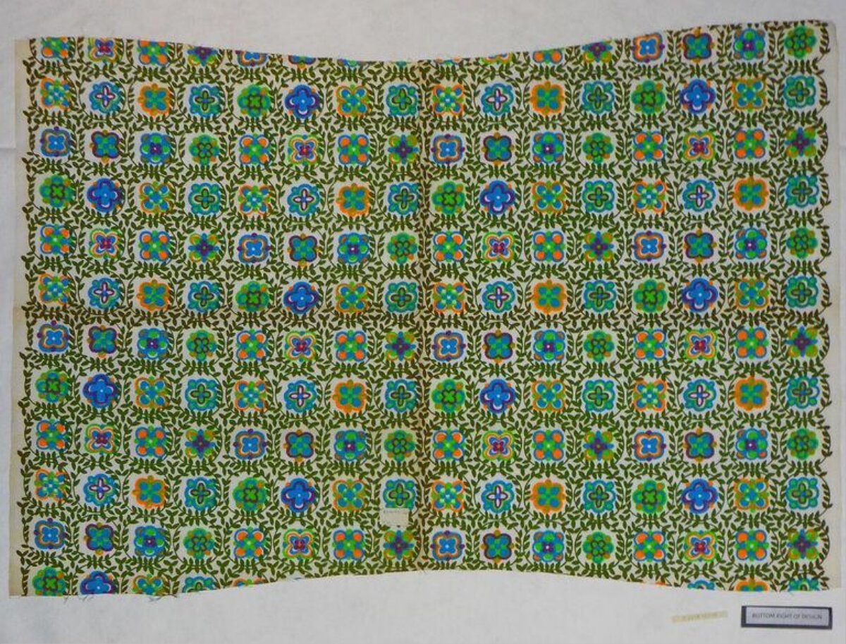 Vintage Geometric Floral Patterned Fabric