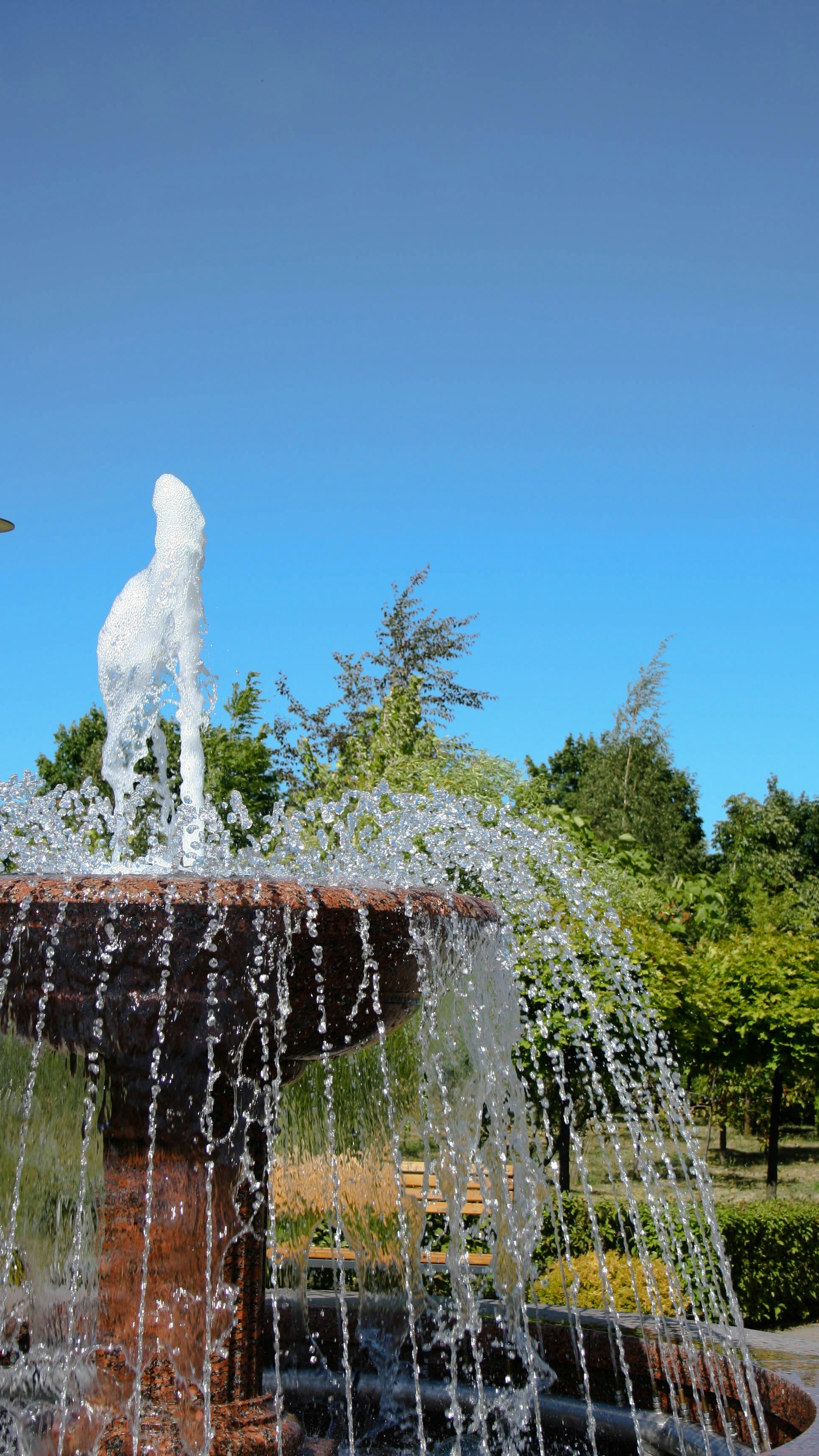 Park Fountain Under Clear Blue Sky