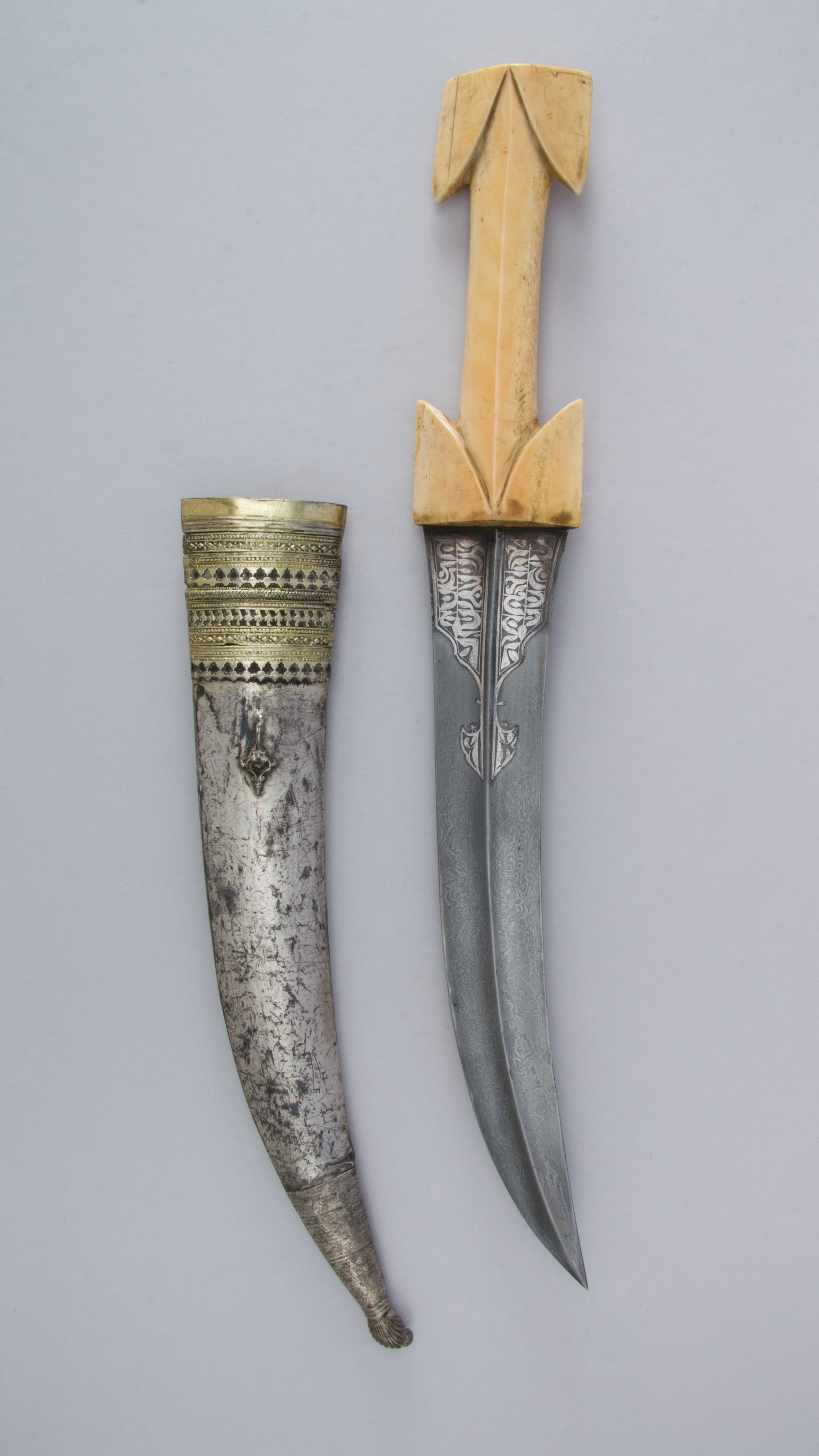Carved Antique Dagger with Scabbard