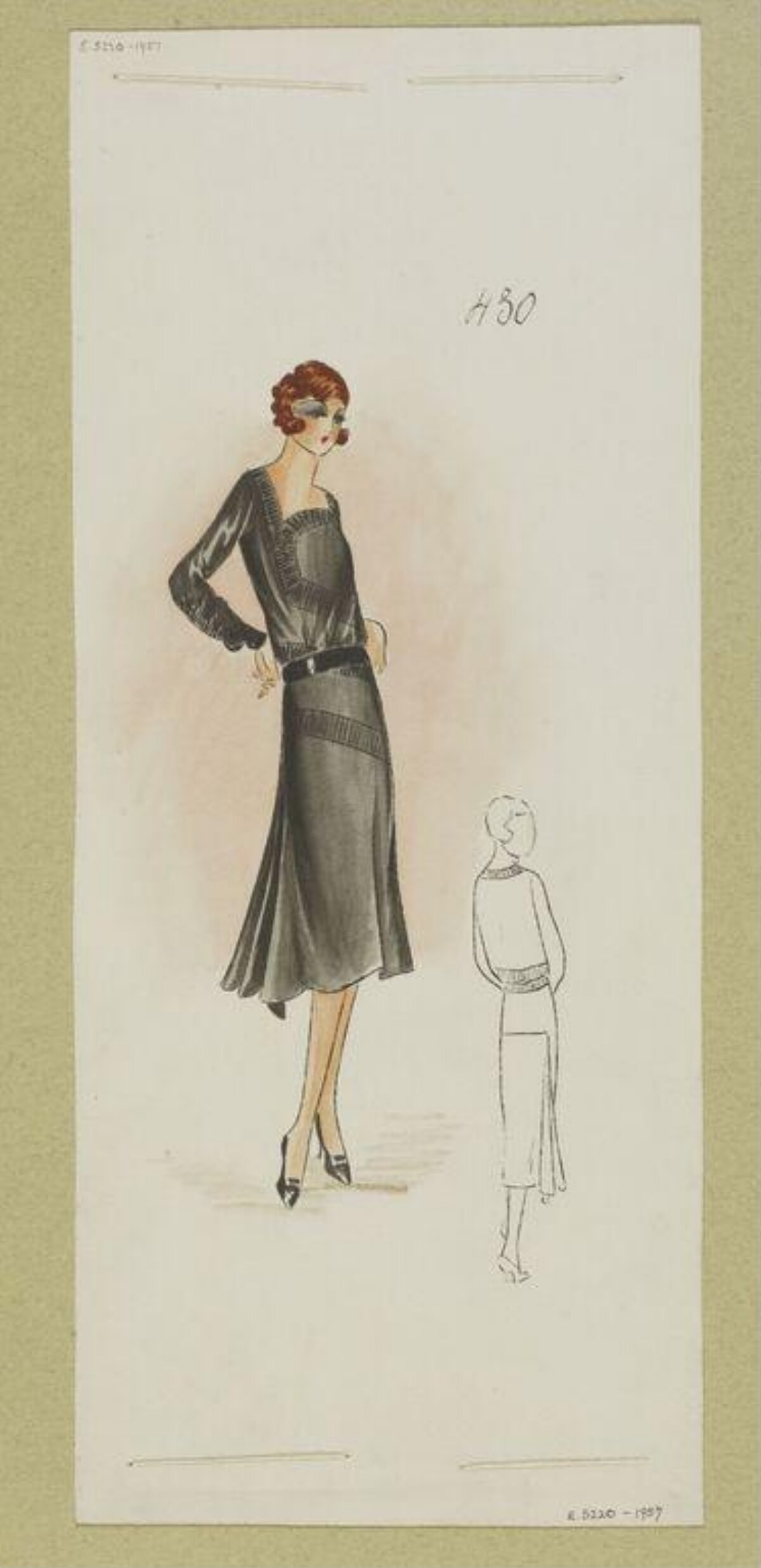 Vintage Flapper Dress Fashion Sketch