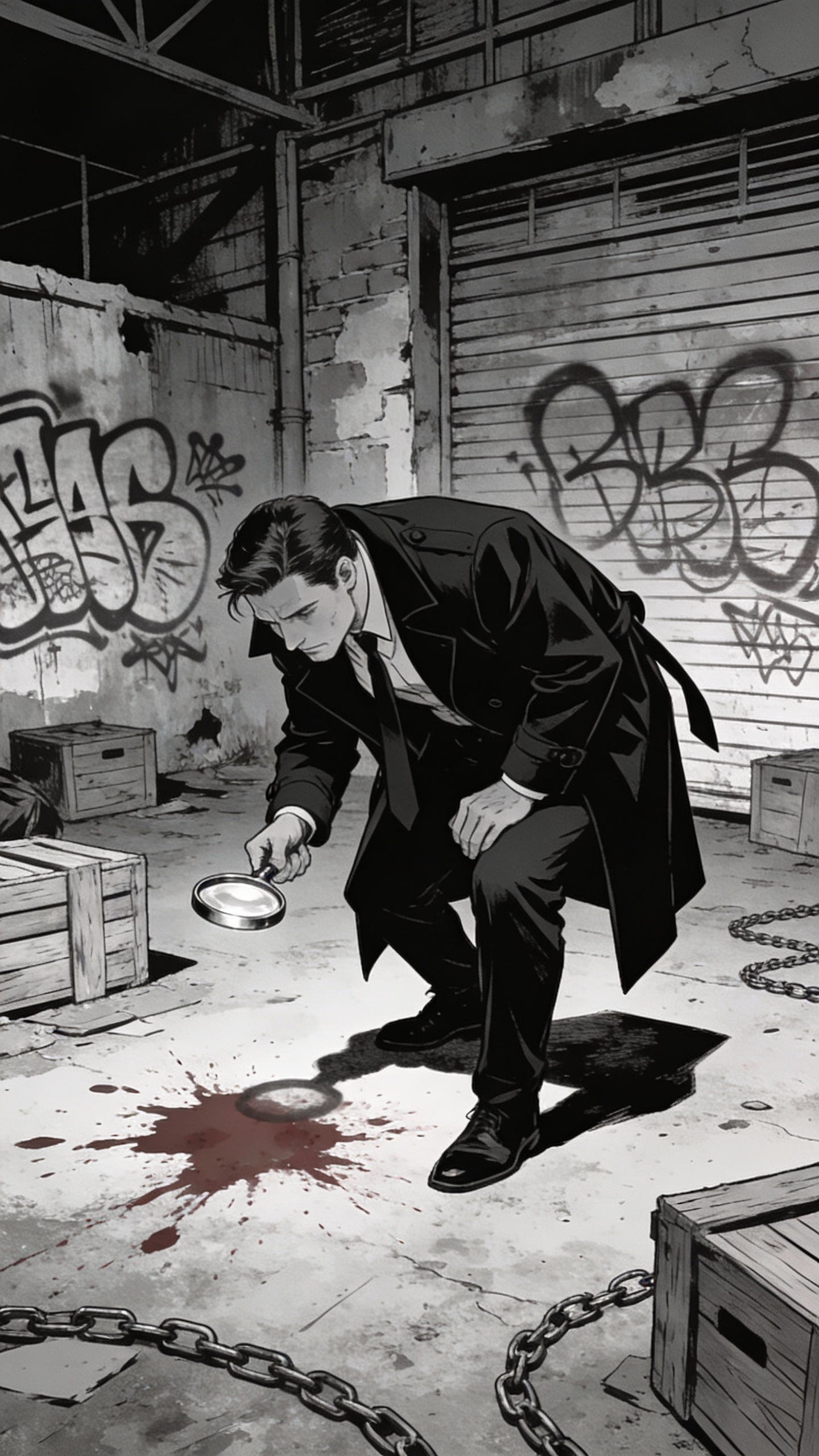 Detective Examining Crime Scene Bloodstain