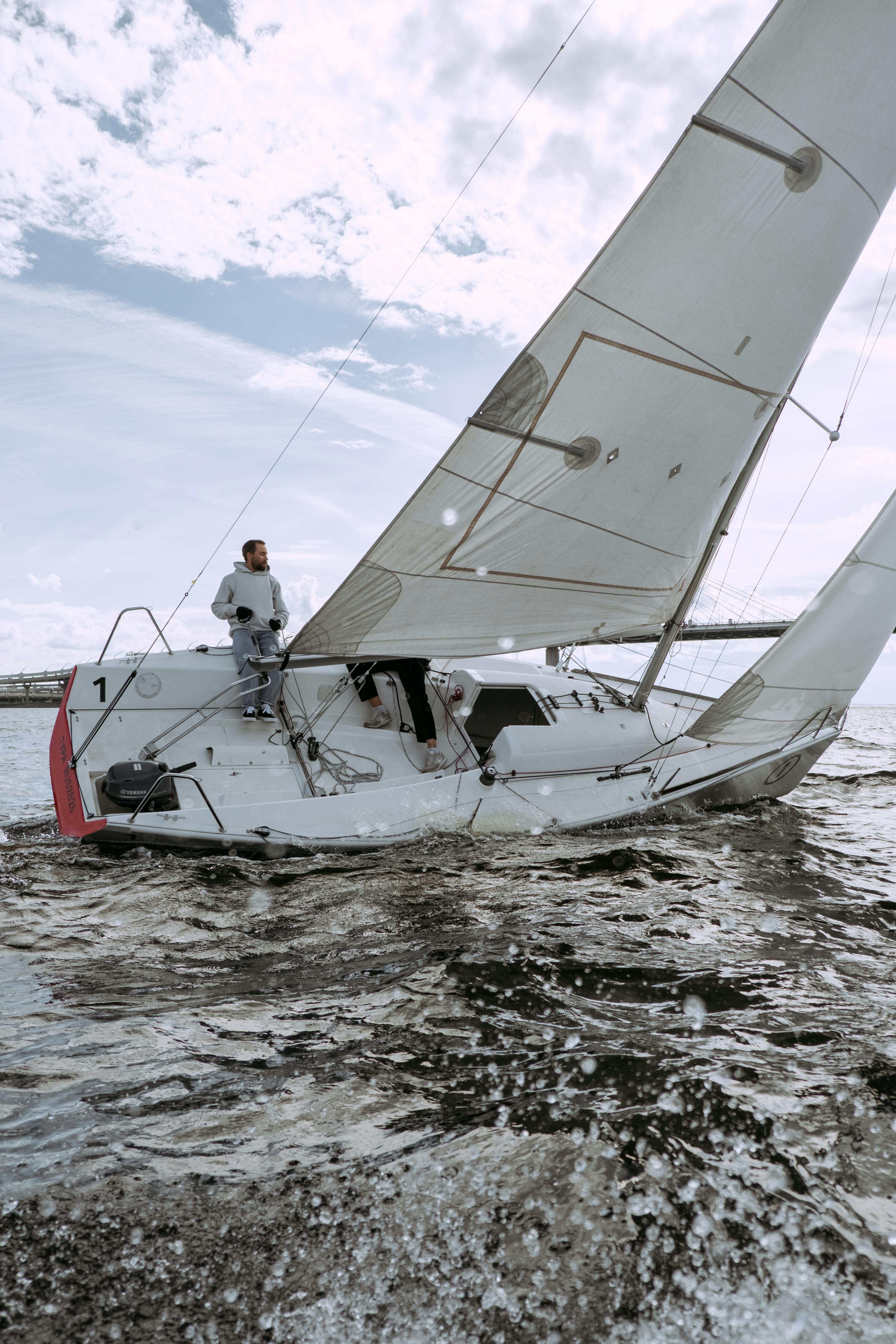 Sailboat Sailing On Choppy Sea