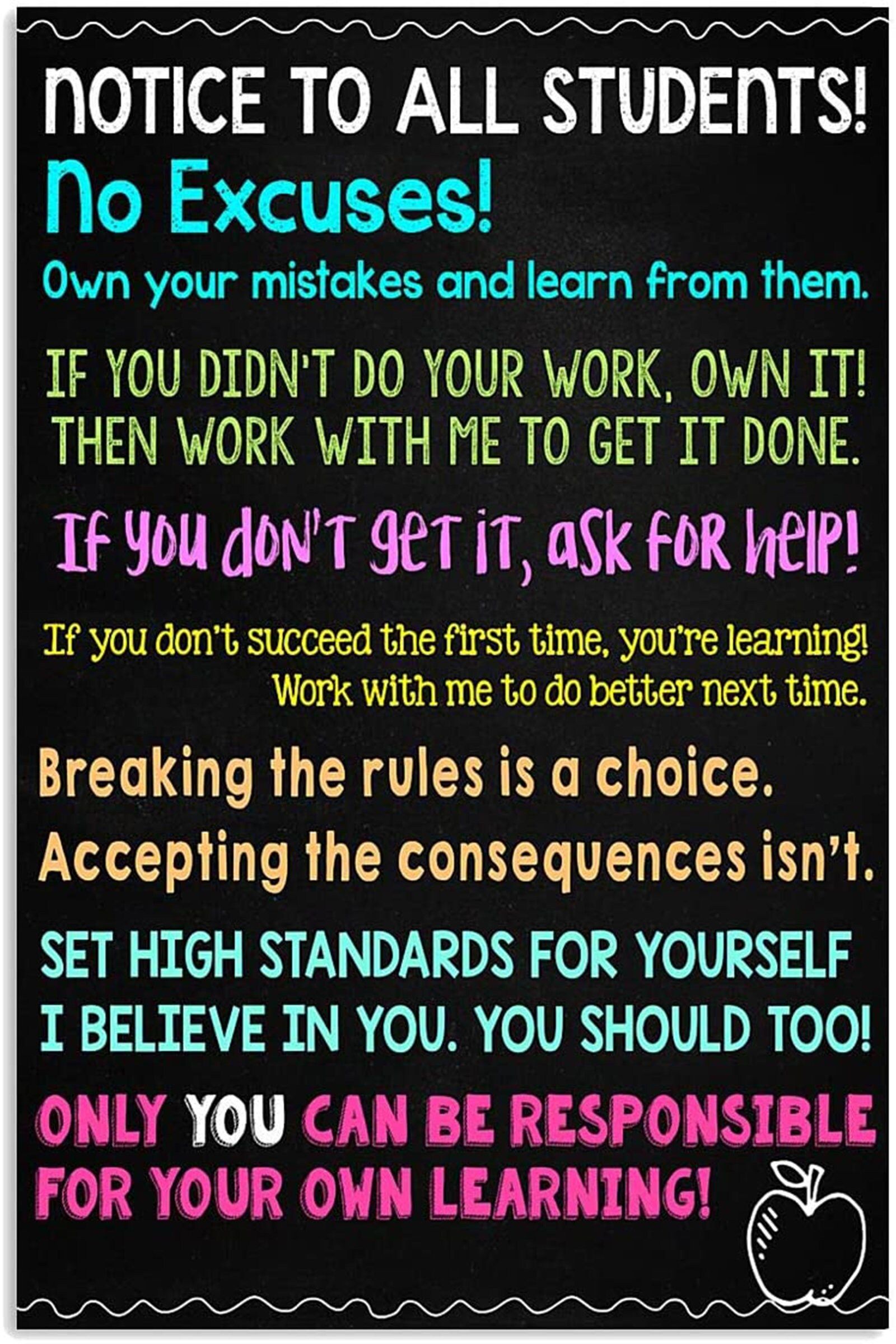 Motivational Classroom Notice for Students