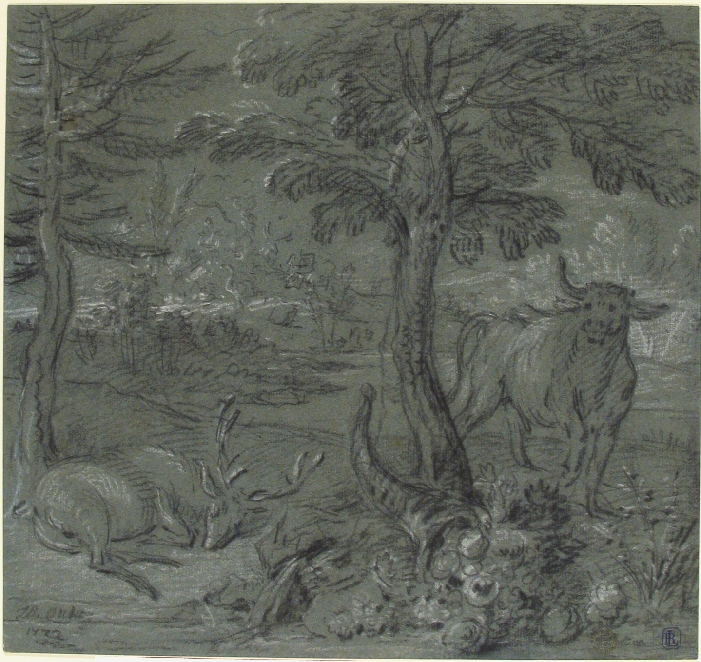Forest Landscape With Animals Sketch