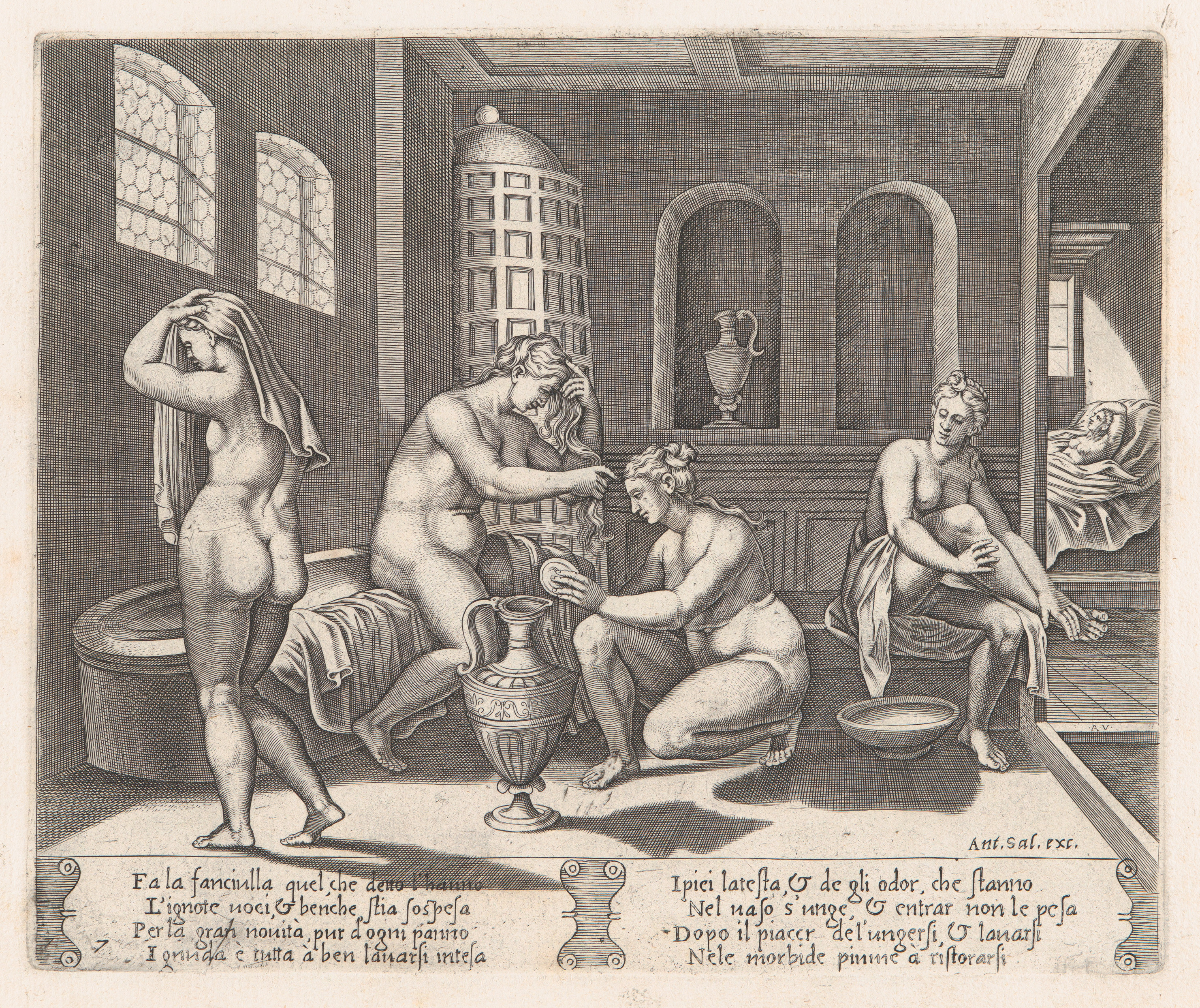 Engraving of Women Bathing