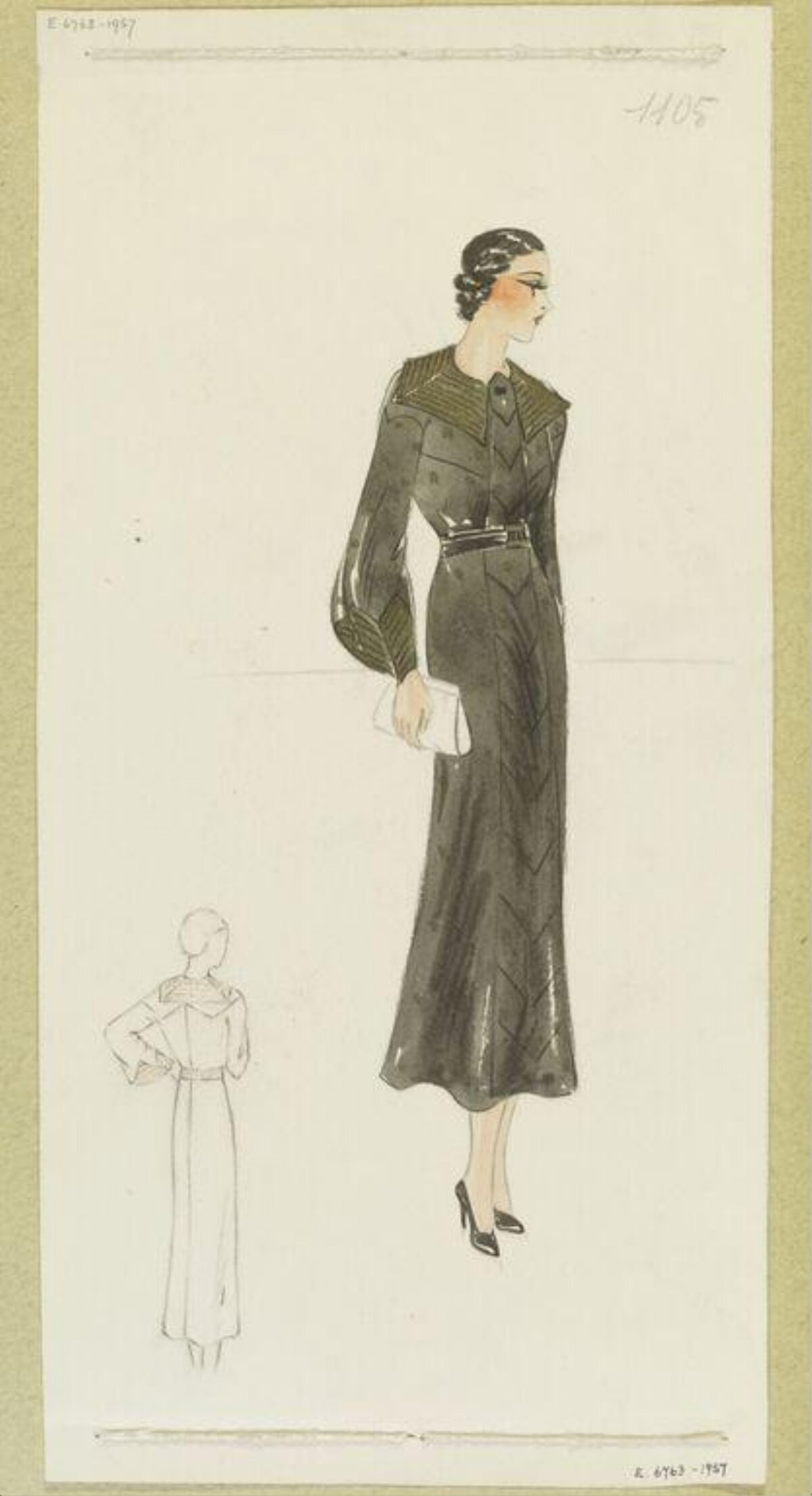 Vintage Long Dress Fashion Sketch