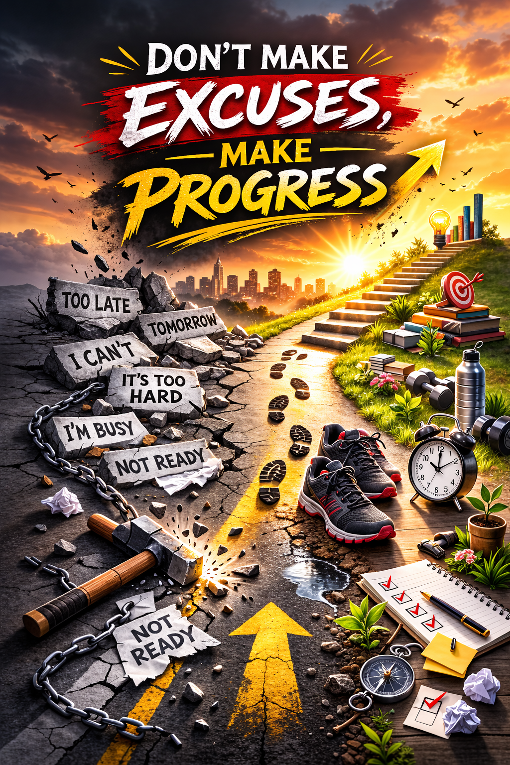 Don't Make Excuses Make Progress Poster