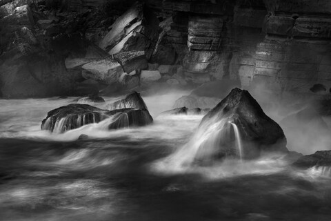 Black and White River Rapids
