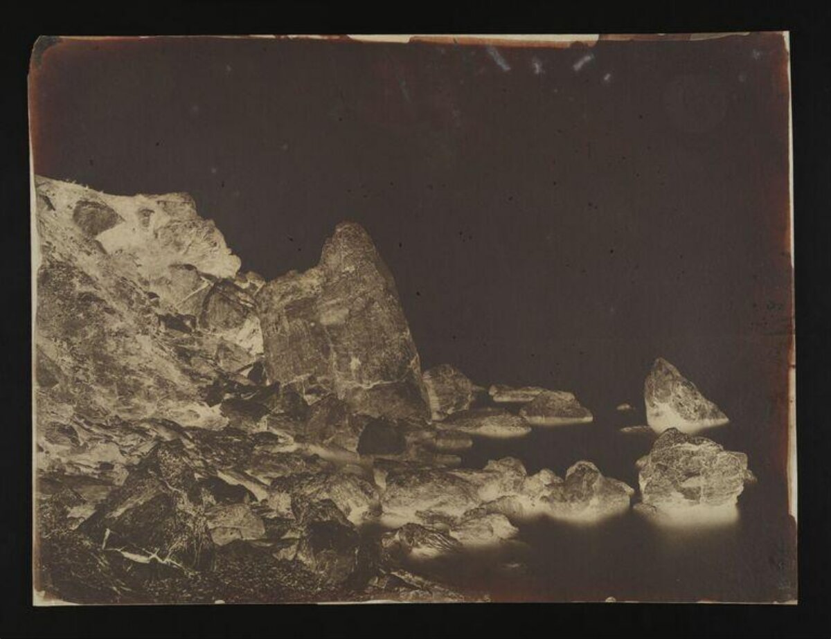 Vintage Rocky Shore Landscape