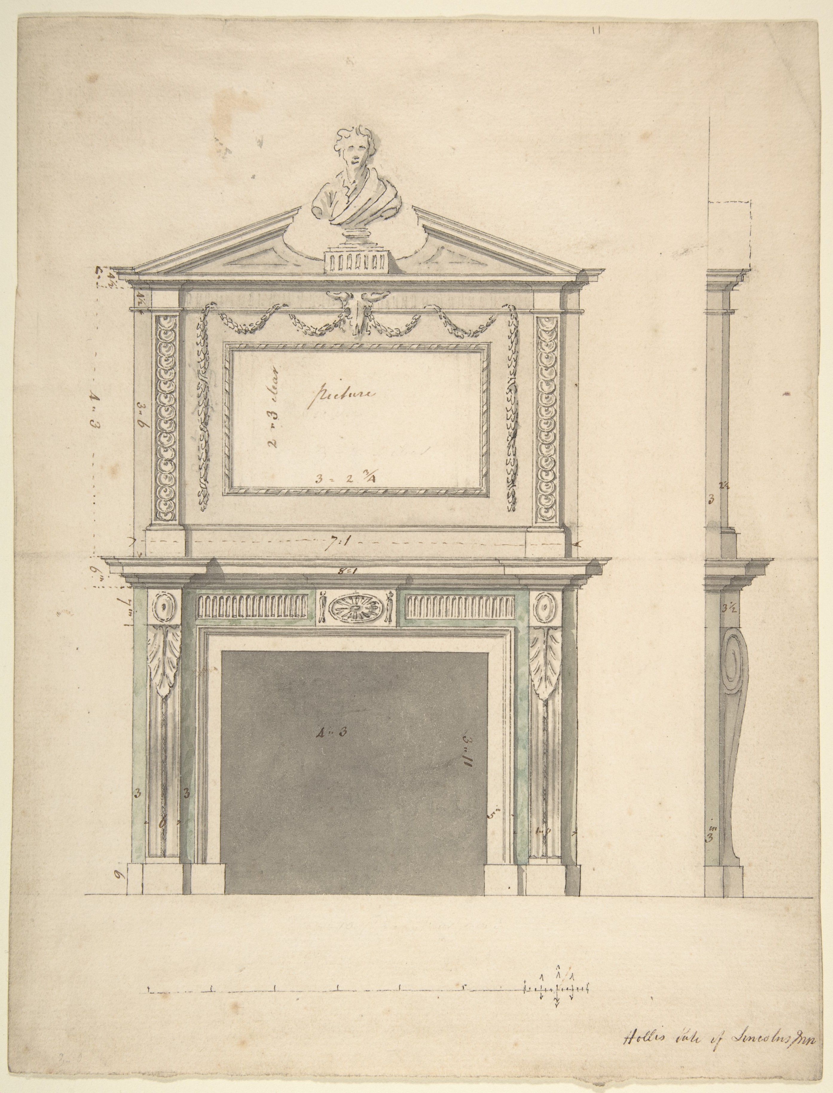 Architectural Drawing of Fireplace Mantel