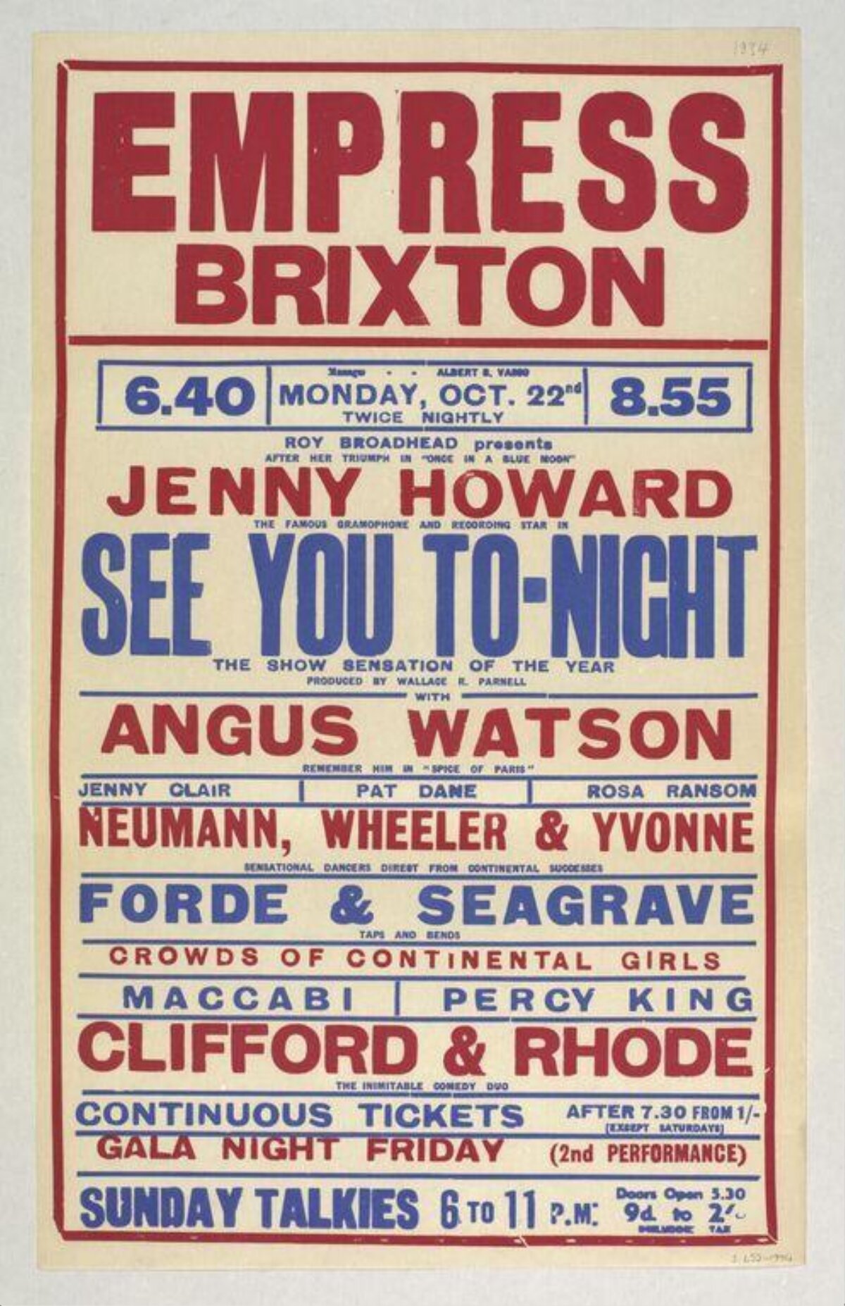 Vintage Empress Brixton Show Poster