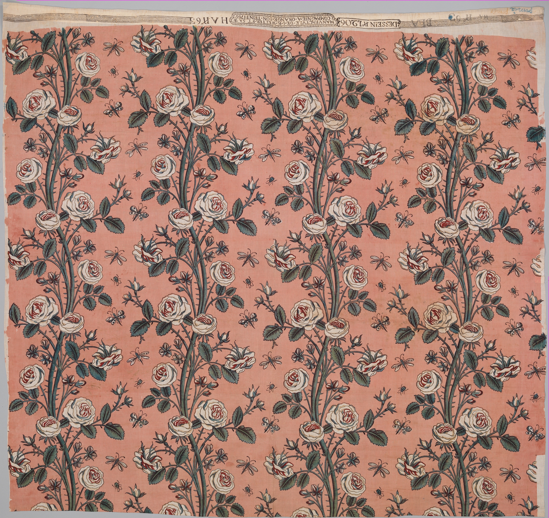 Vintage Pink Rose Textile Pattern