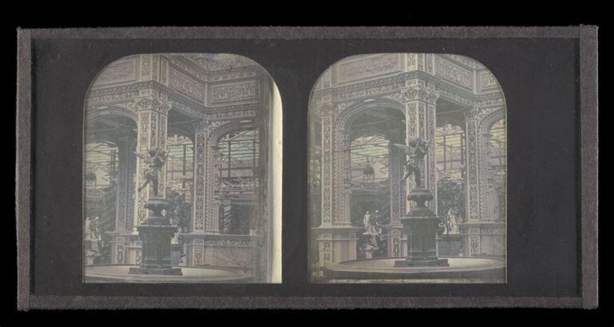 Vintage Stereoscopic View of Ornate Gallery