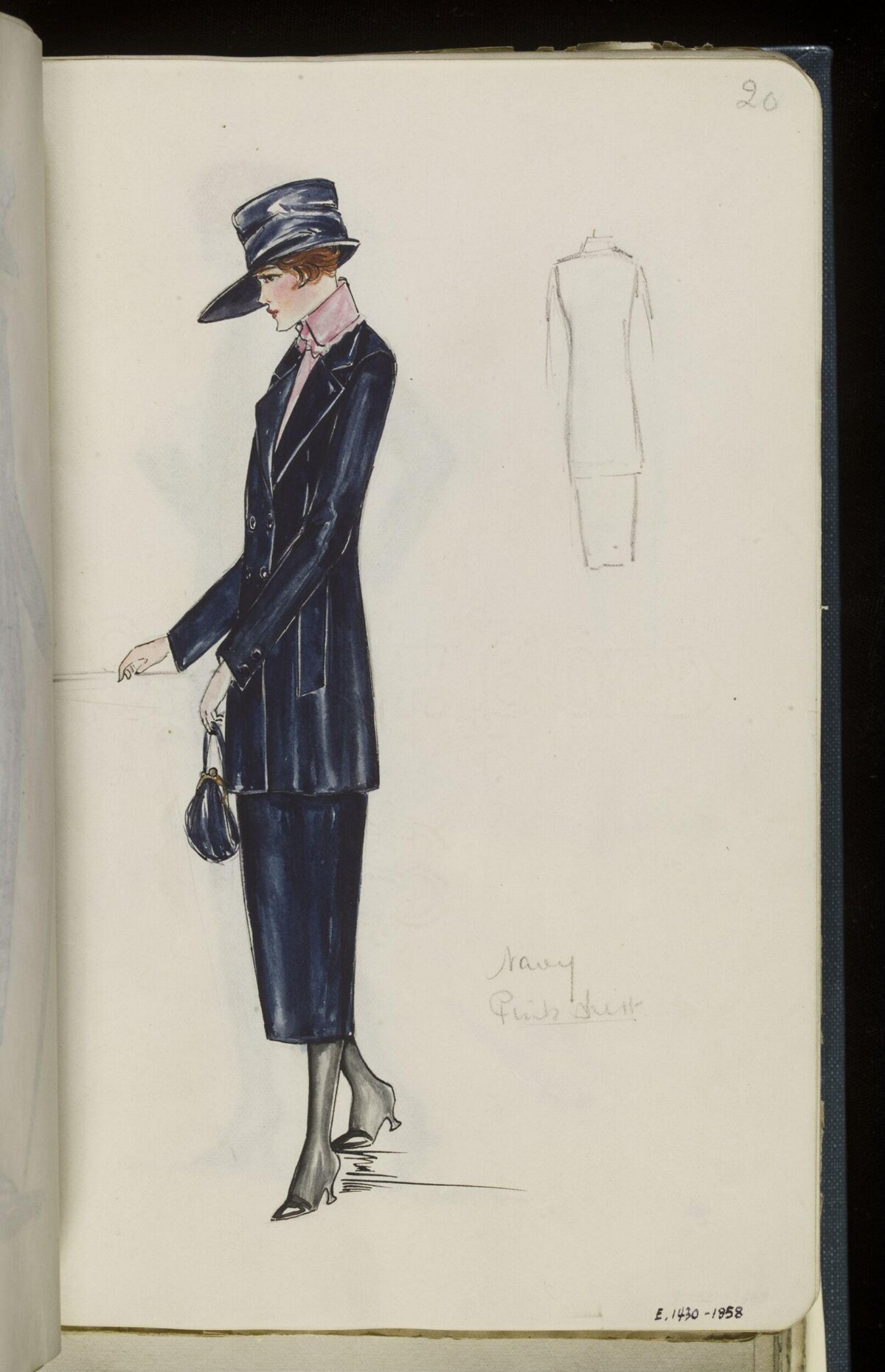 Vintage Navy Suit Fashion Sketch