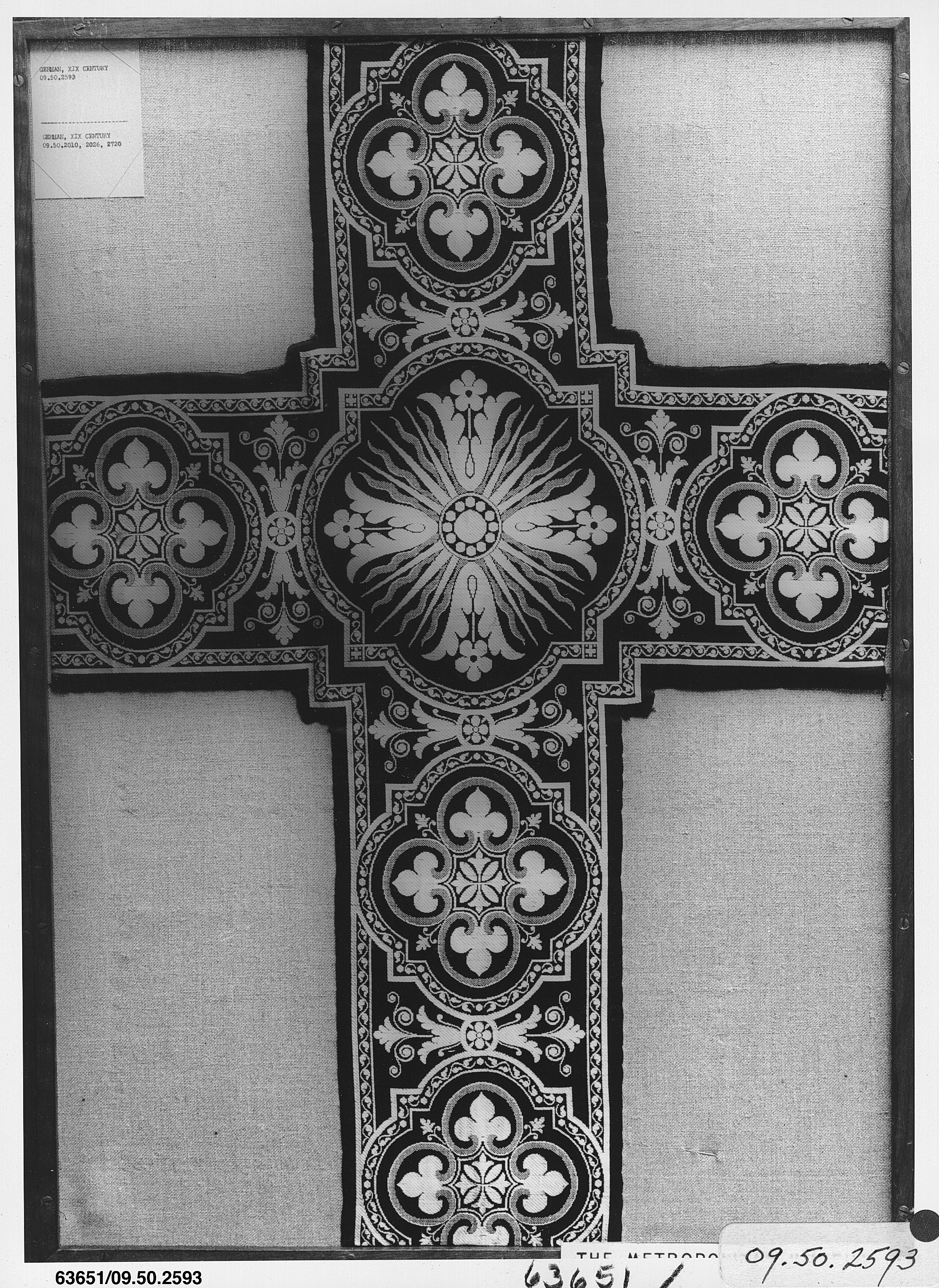 19th Century German Cross Textile Fragment