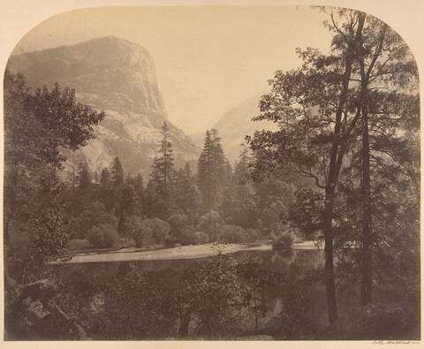 Vintage Mountain River Landscape