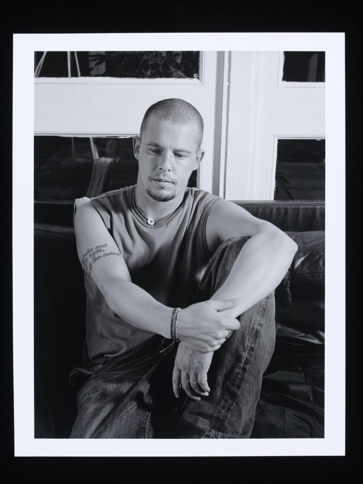 Black and White Seated Man Portrait