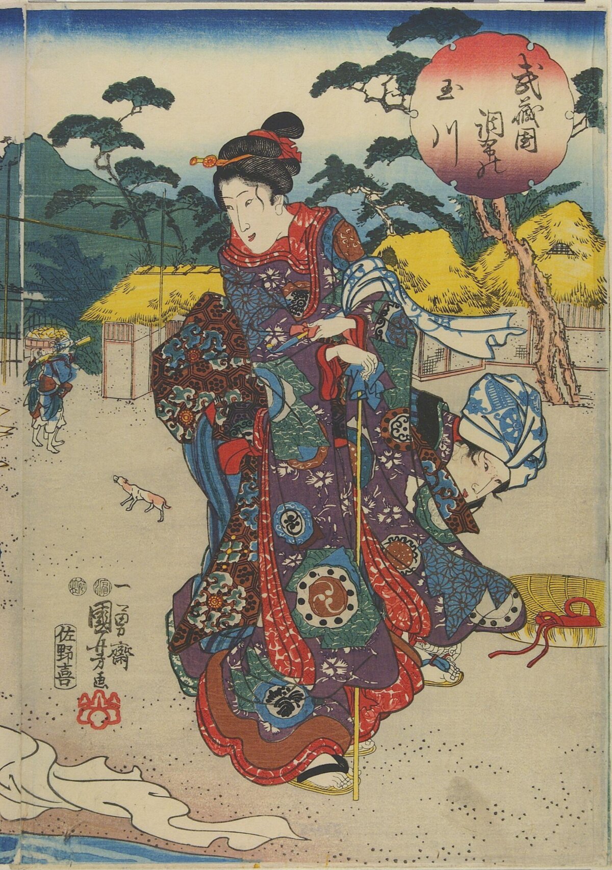 Japanese Ukiyo-e Two Traveling Women