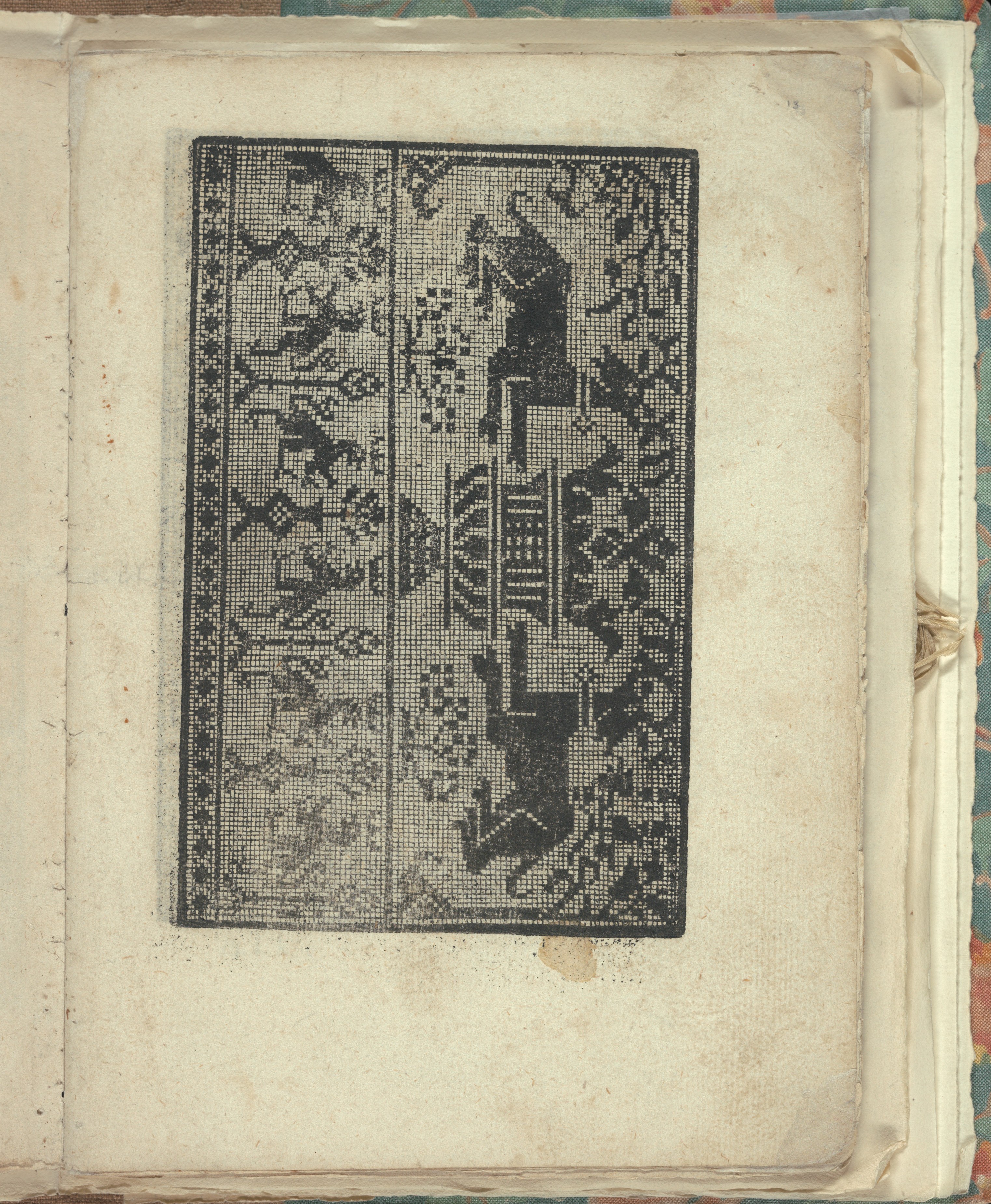 Antique Grid Pattern Print on Old Book Page