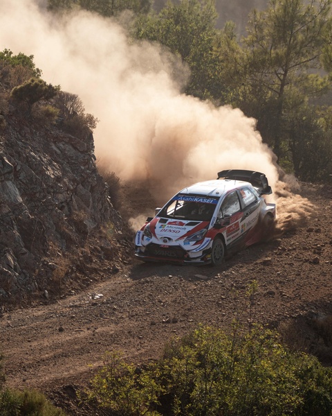 Rally Car Racing on Gravel Stage