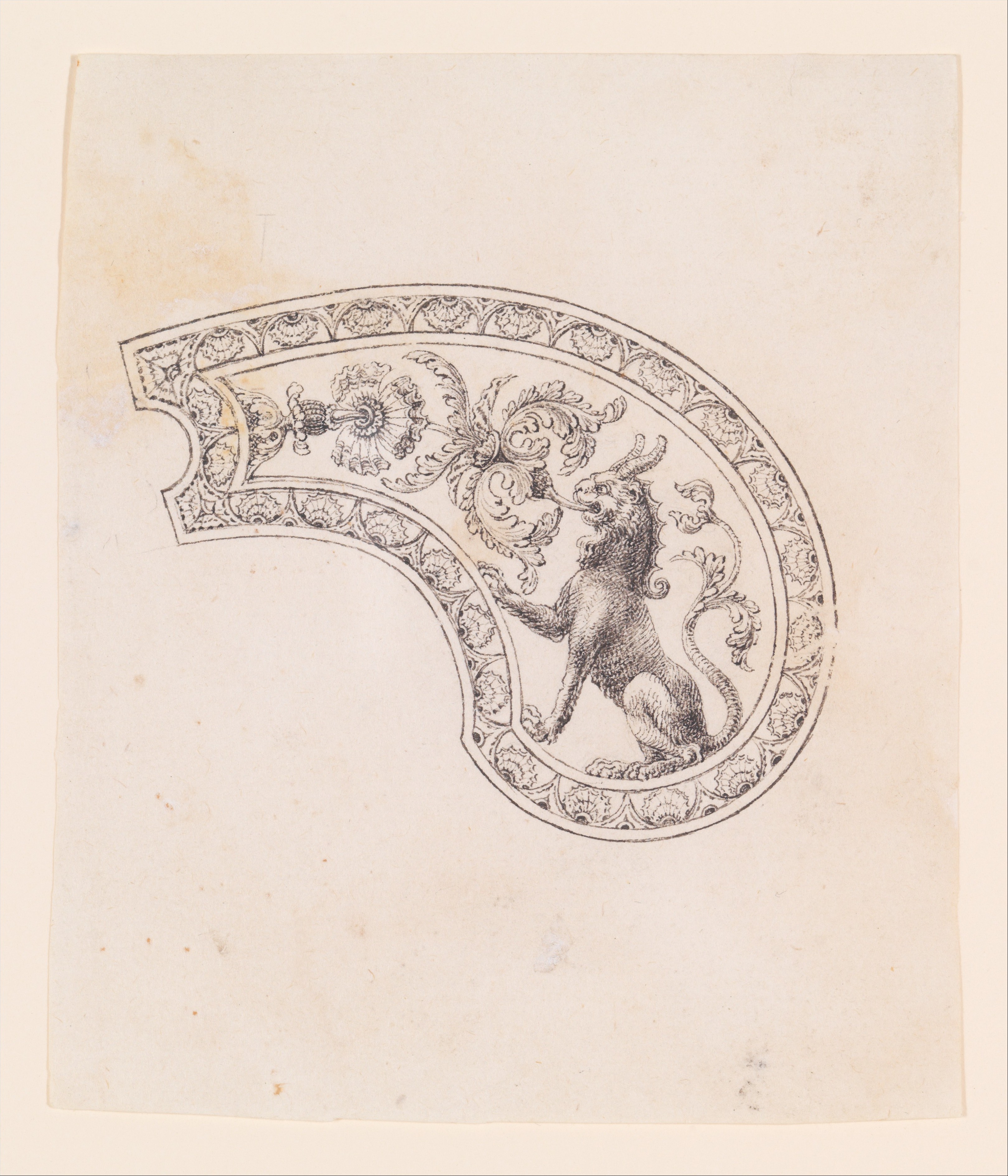 Ornate Initial C Ink Drawing