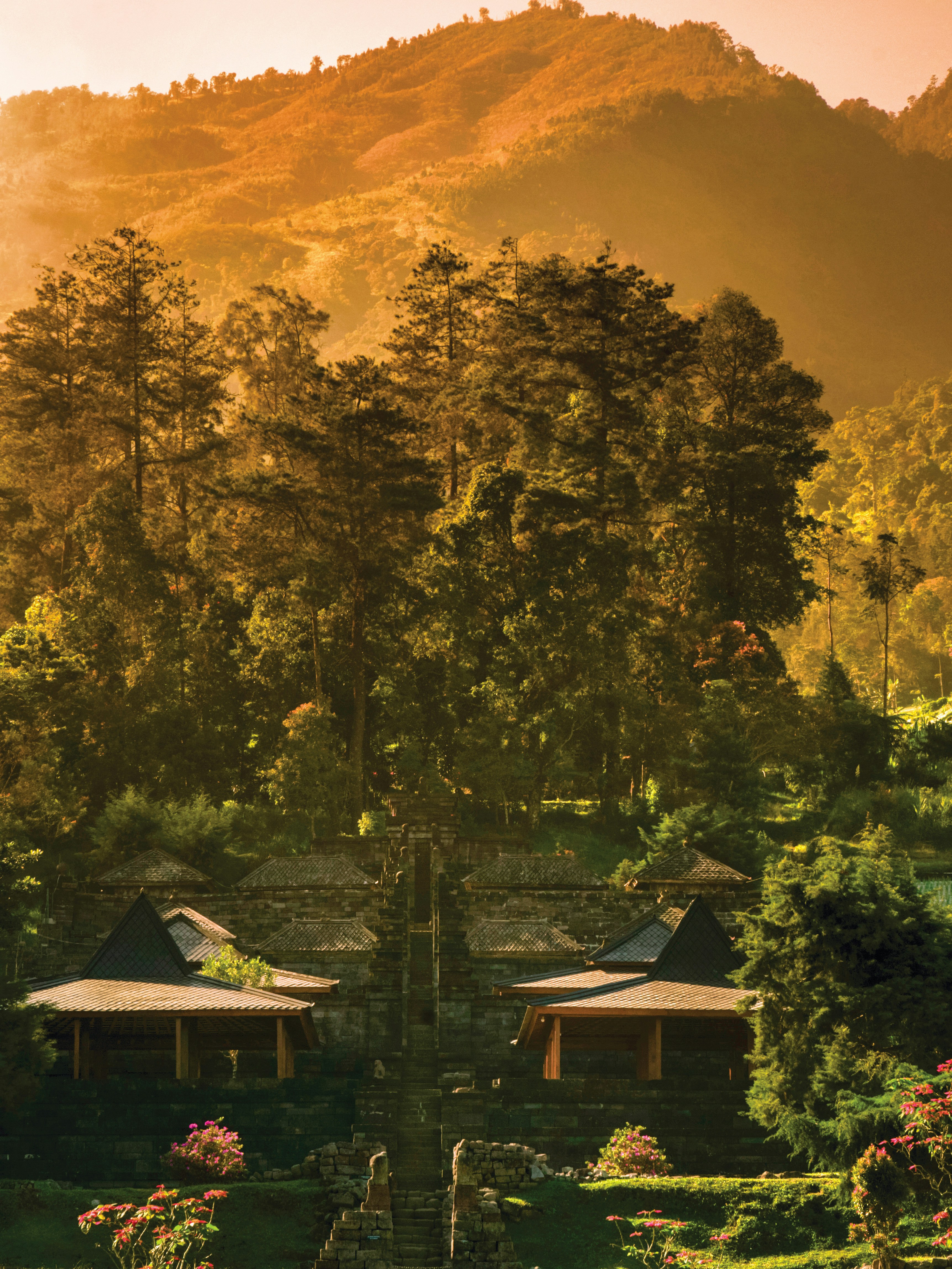 Ancient Temple at Mountain Sunrise