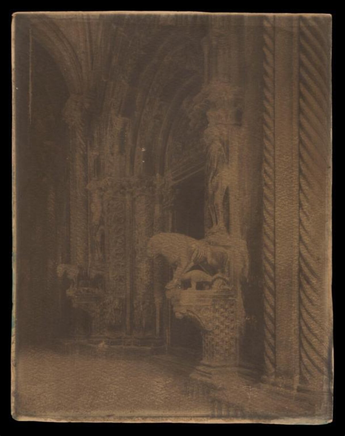 Gothic Cathedral Interior with Sculpture