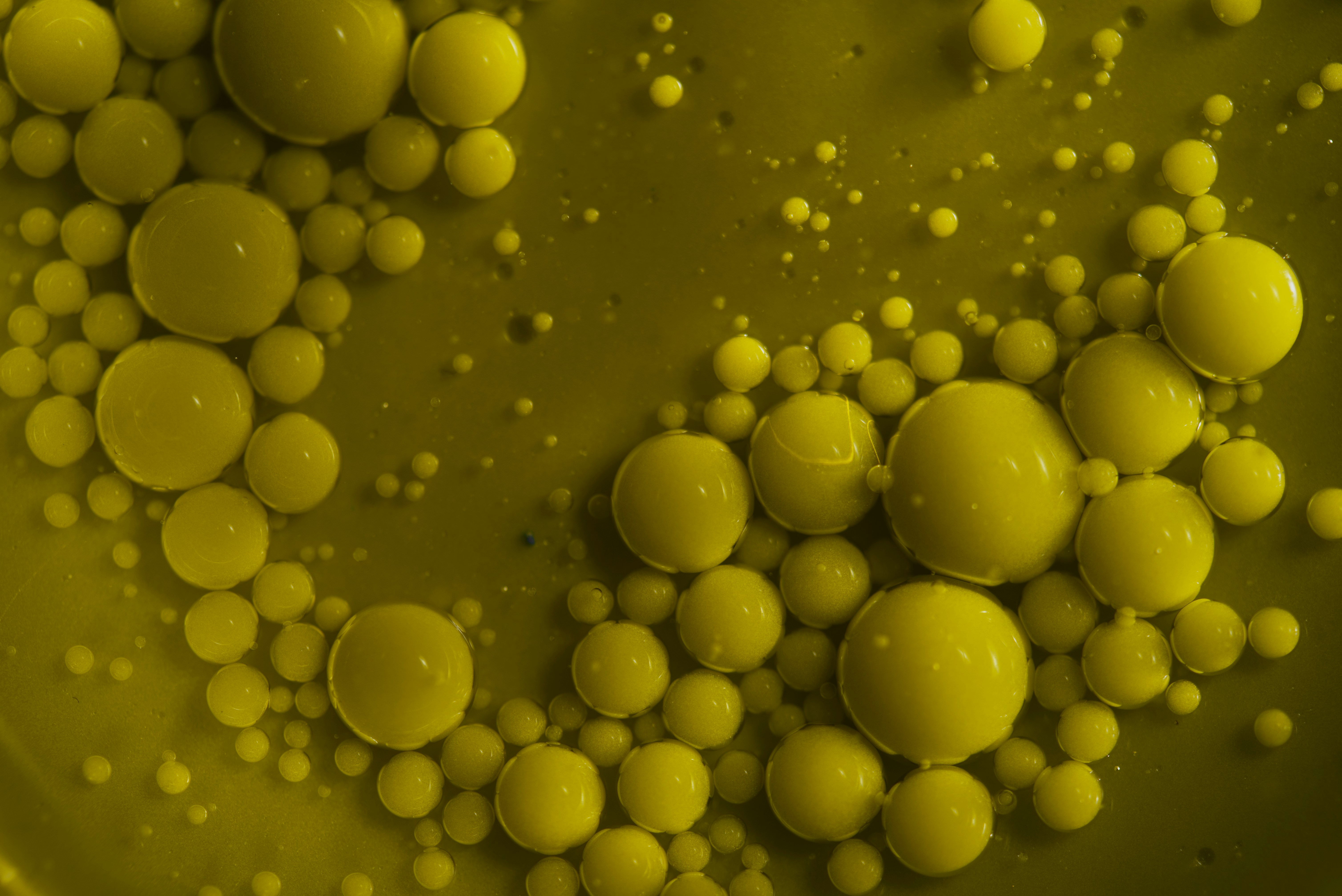 Yellow Oil Droplets in Liquid