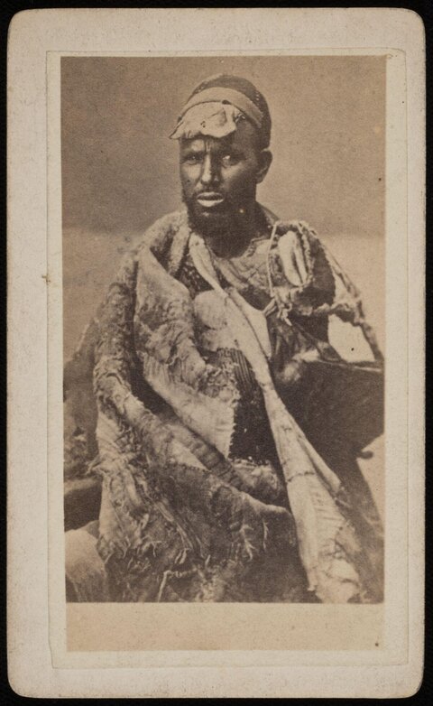 Vintage Portrait of Man in Patchwork Robe