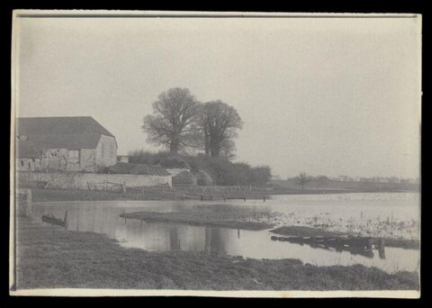 Vintage Flooded Rural Farm Scene