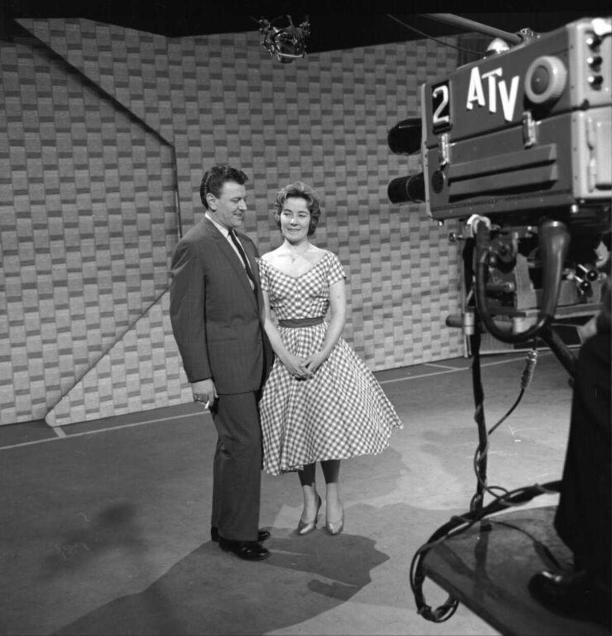 Two People on ATV Television Studio Set