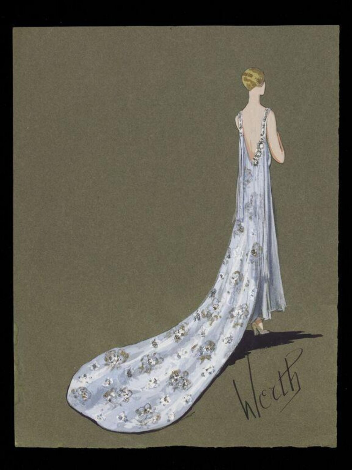 Worth Evening Gown Fashion Sketch