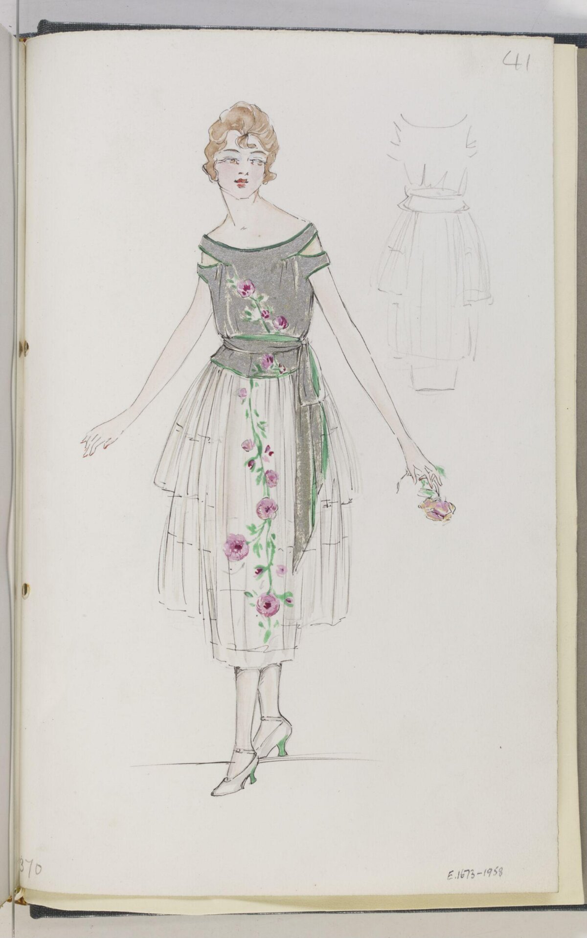 Vintage Floral Dress Fashion Sketch