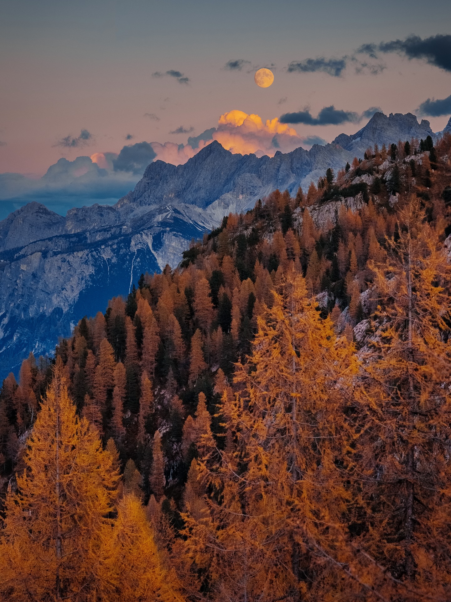 Autumn Mountain Full Moon Landscape