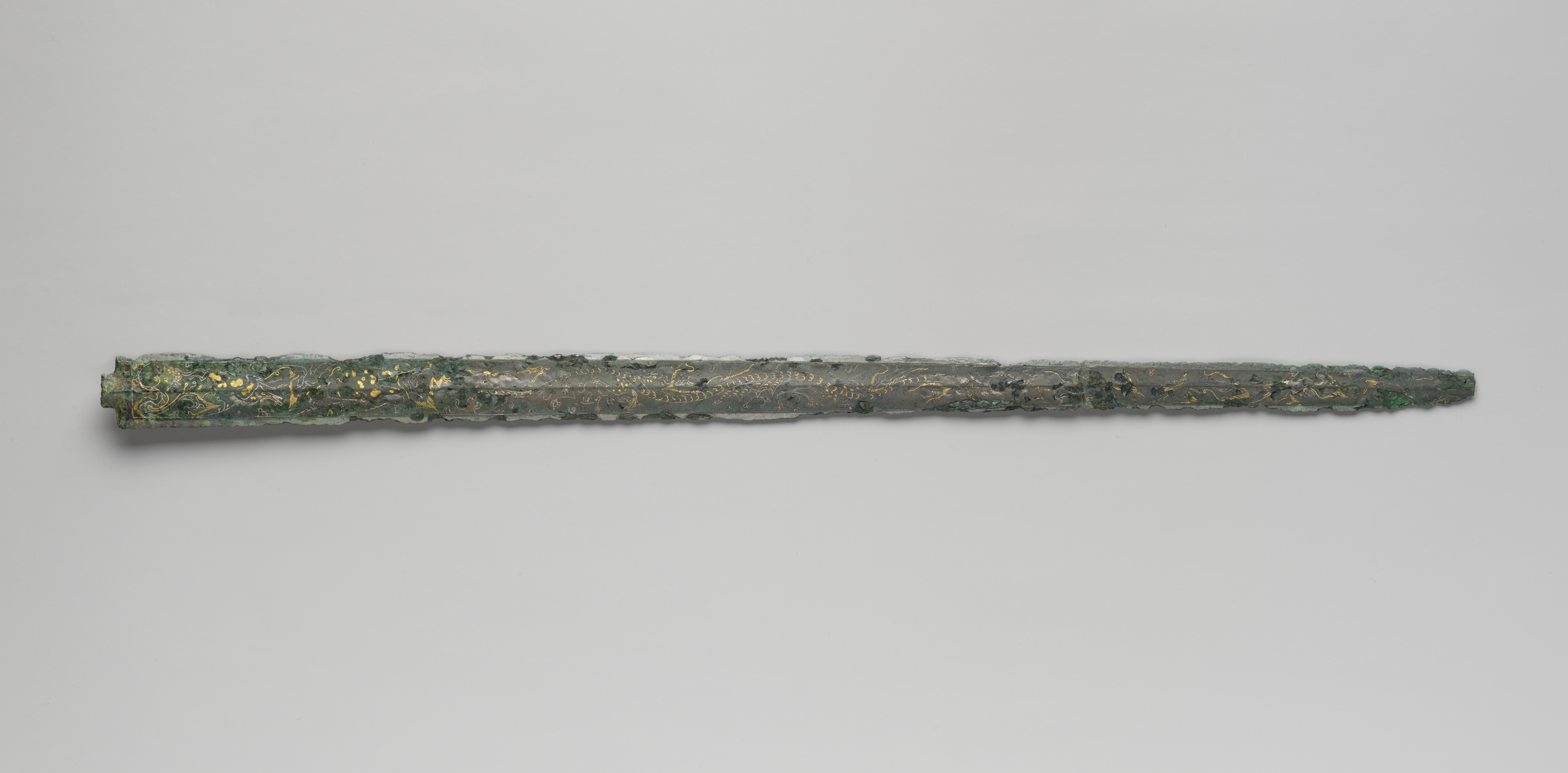 Ancient Gold-Inlaid Bronze Sword