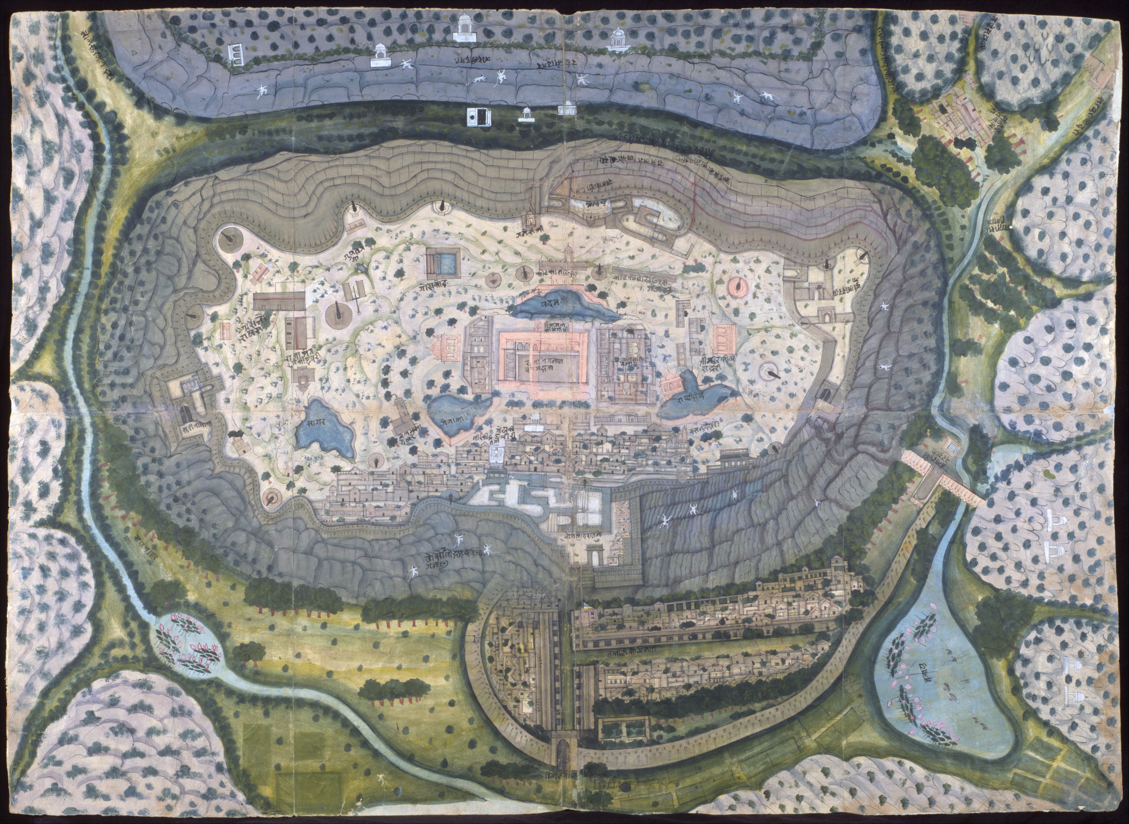 Hand-Painted Indian Hill Fort Map
