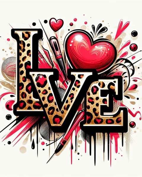 Leopard Print LOVE Valentine Art