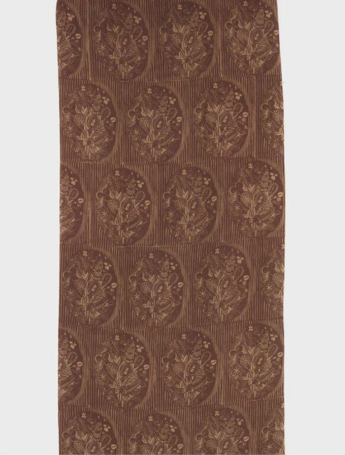 Brown Oval Floral Patterned Textile