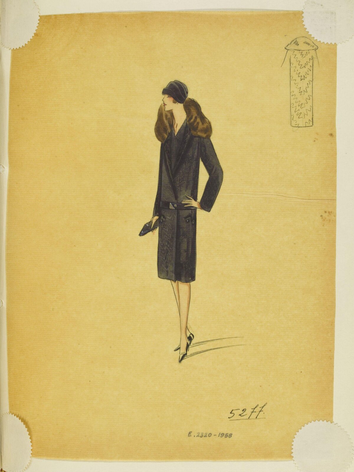 1920s Women's Coat Fashion Sketch
