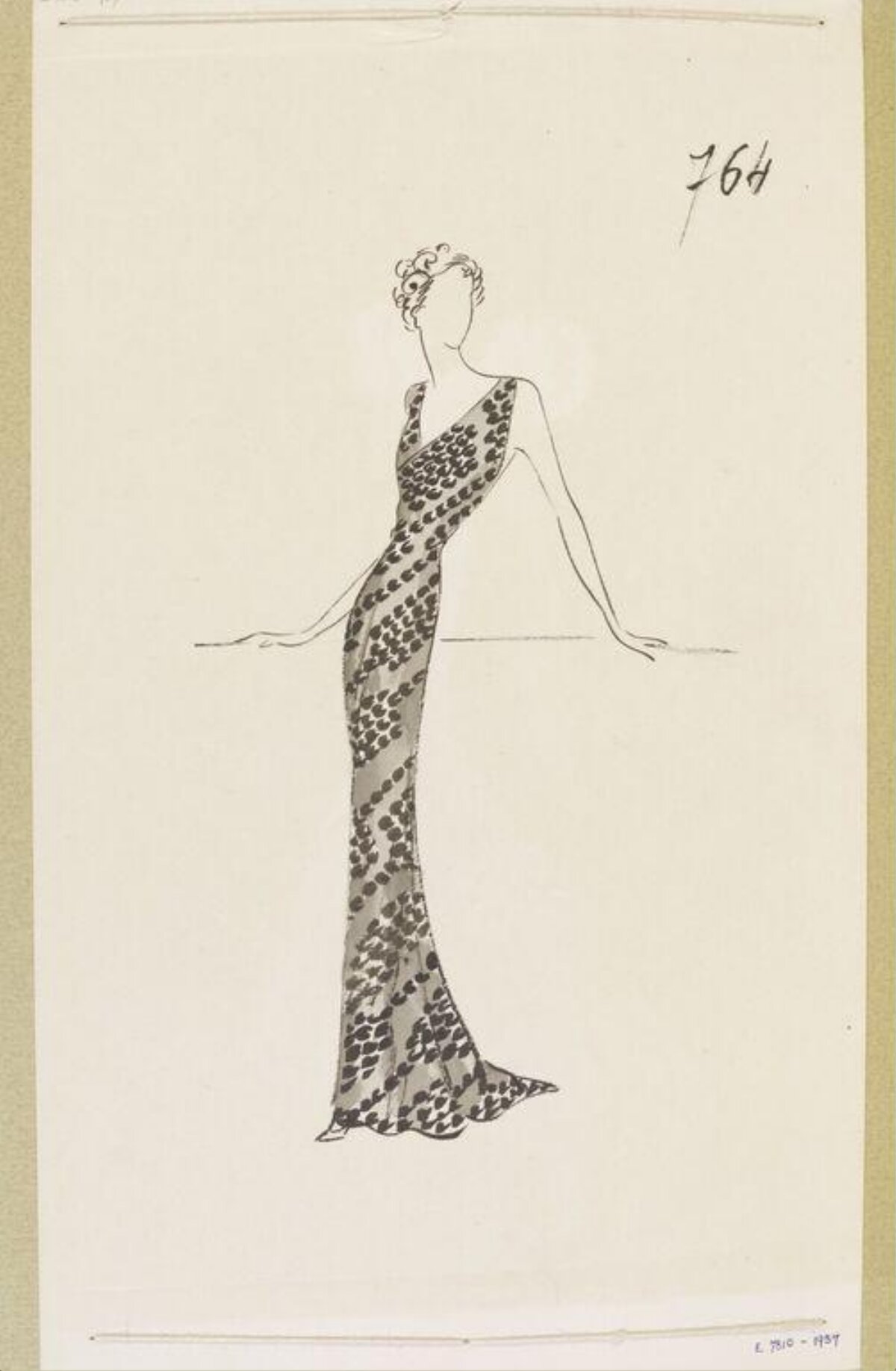 Vintage Evening Gown Fashion Sketch