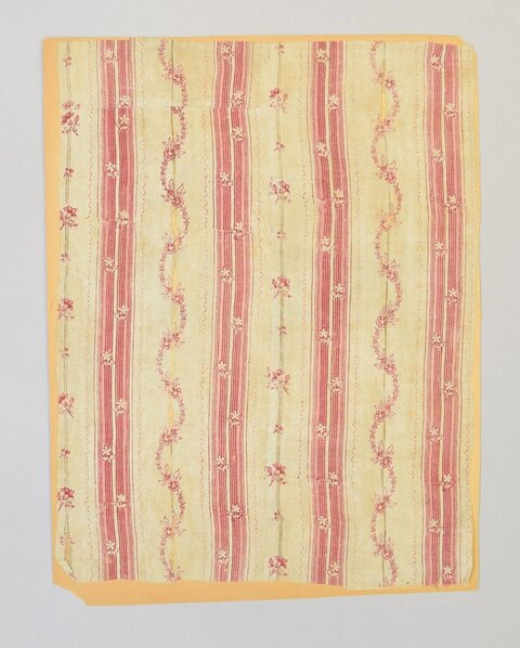 Antique Striped Floral Textile Sample
