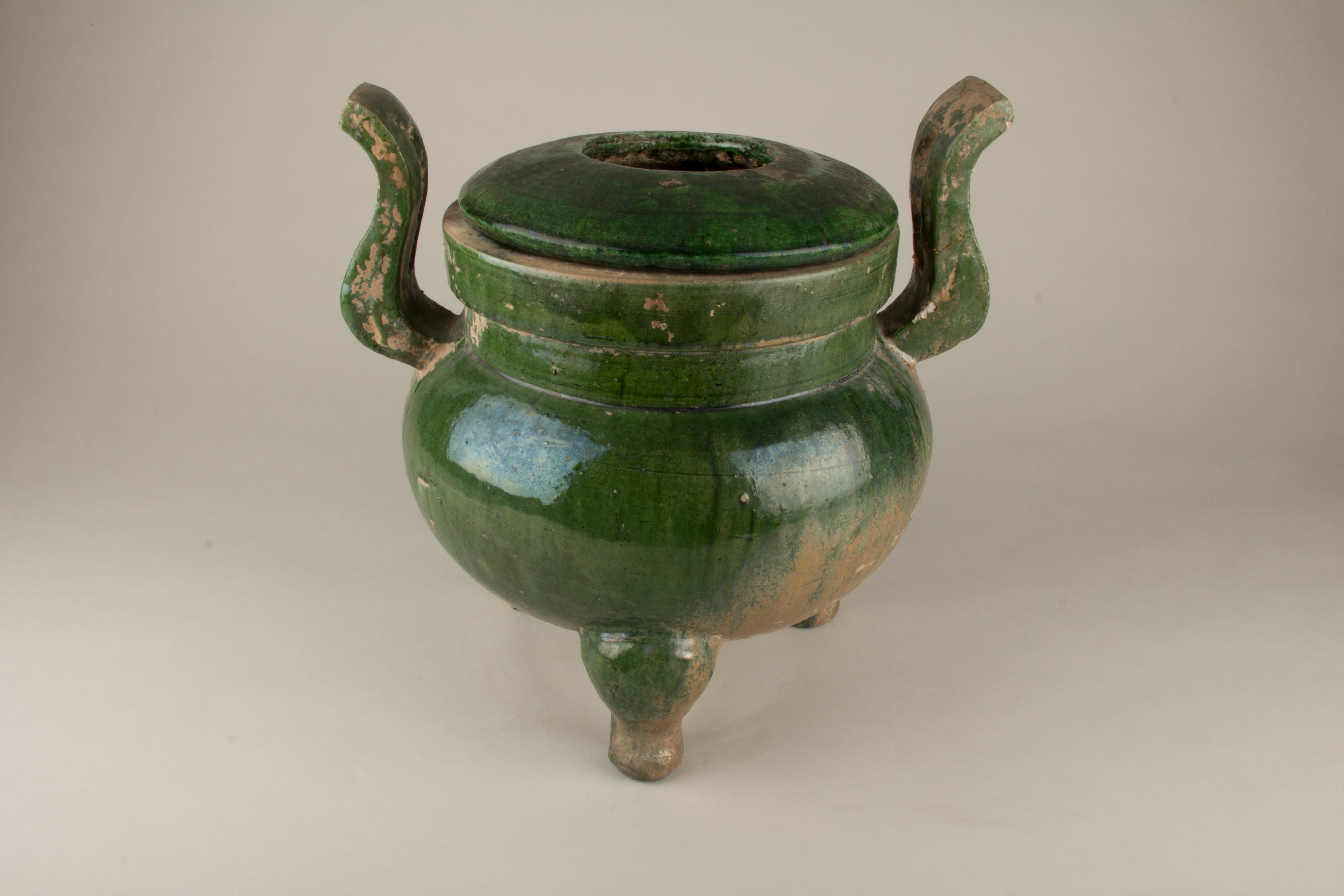 Green Glazed Tripod Incense Burner