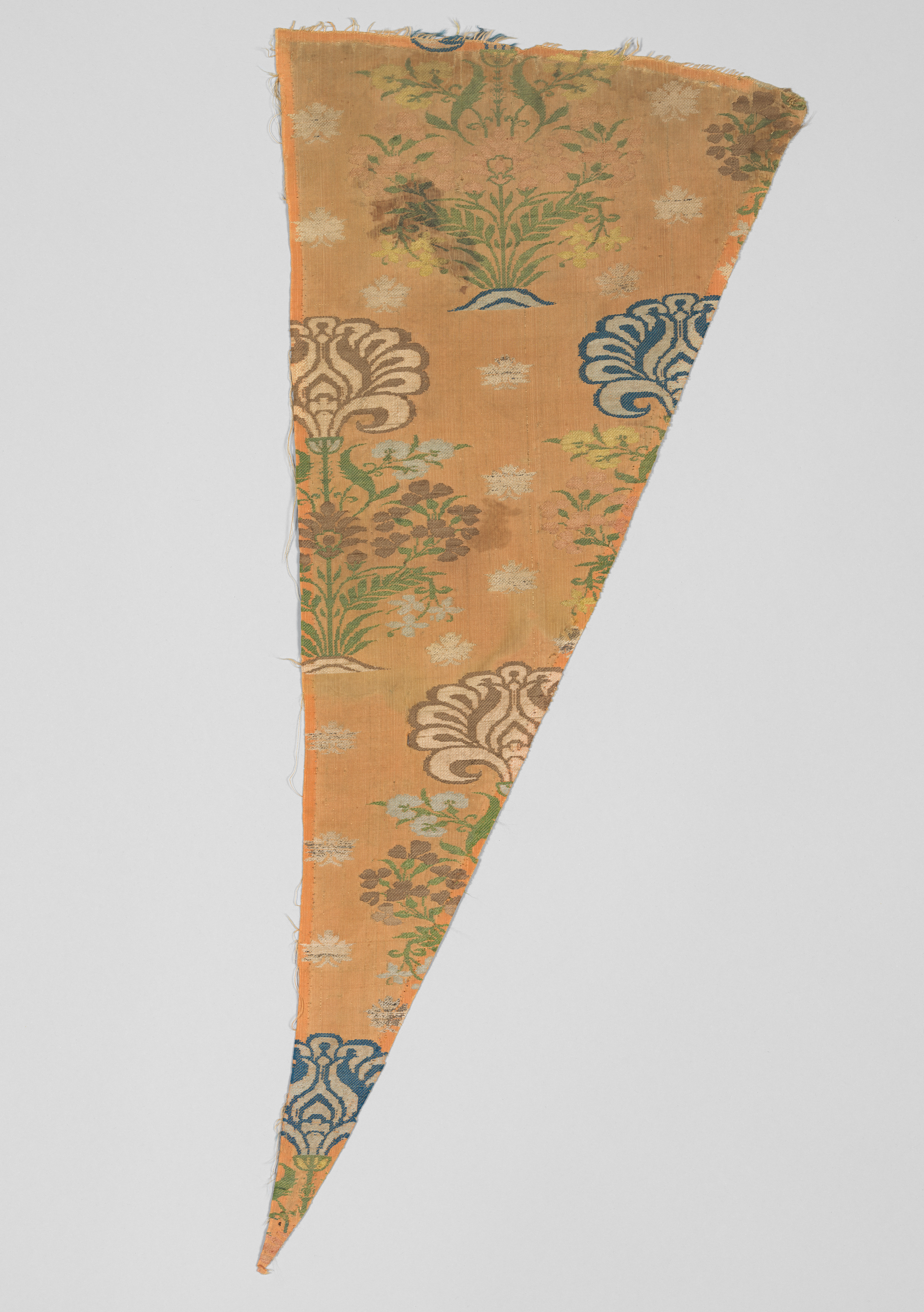 Triangular Floral Antique Textile Fragment