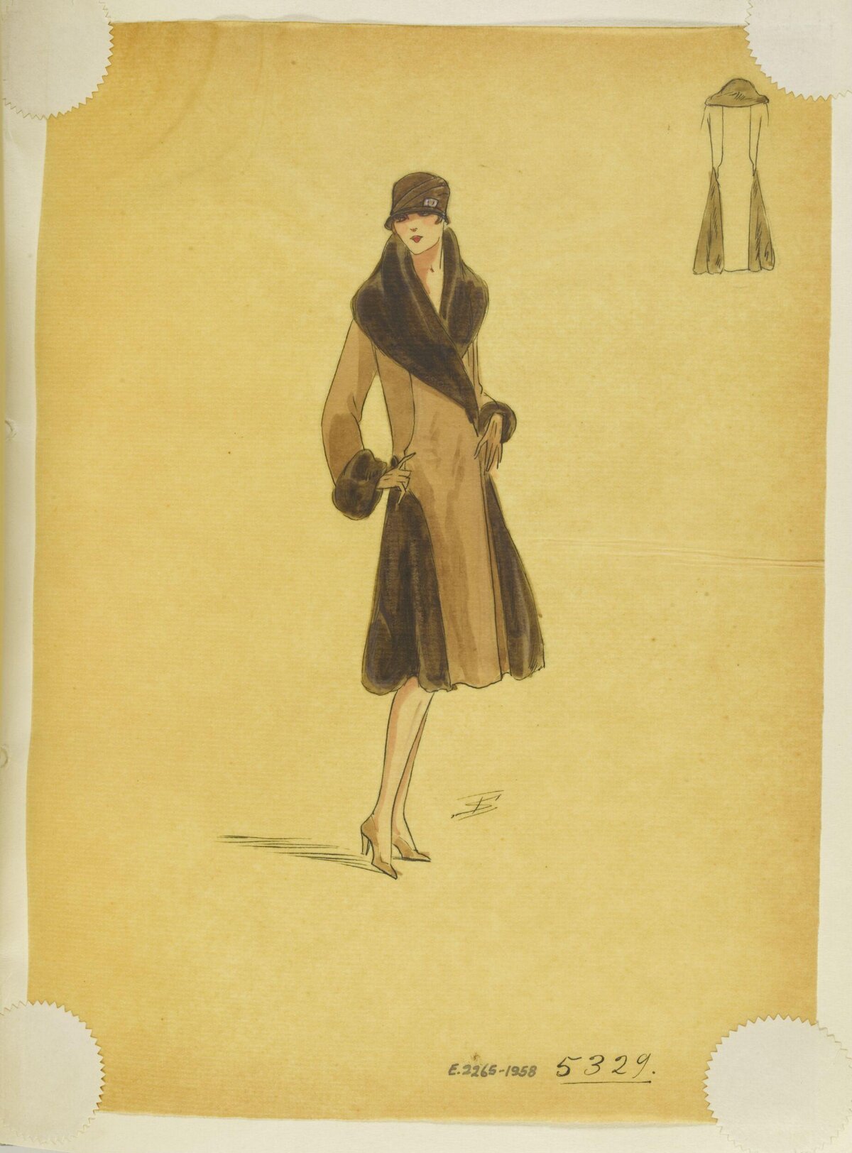 Vintage Women's Coat Fashion Sketch