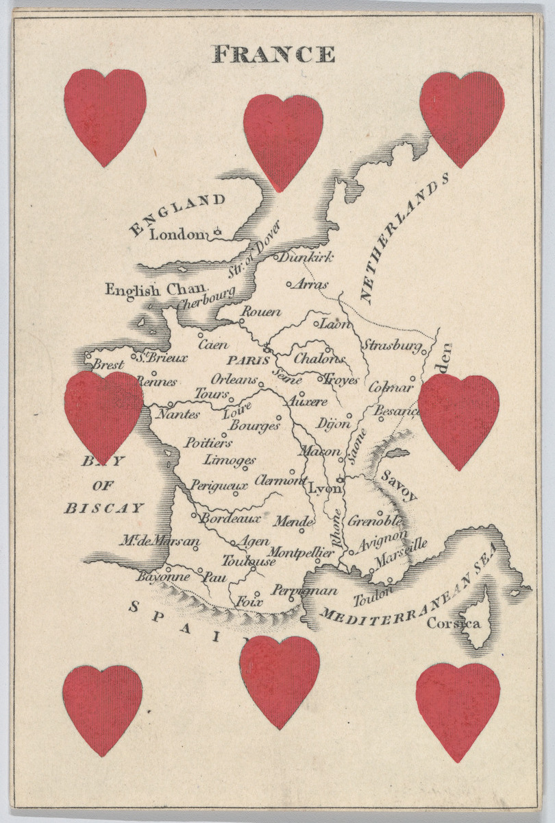 France Map Themed Eight of Hearts Card