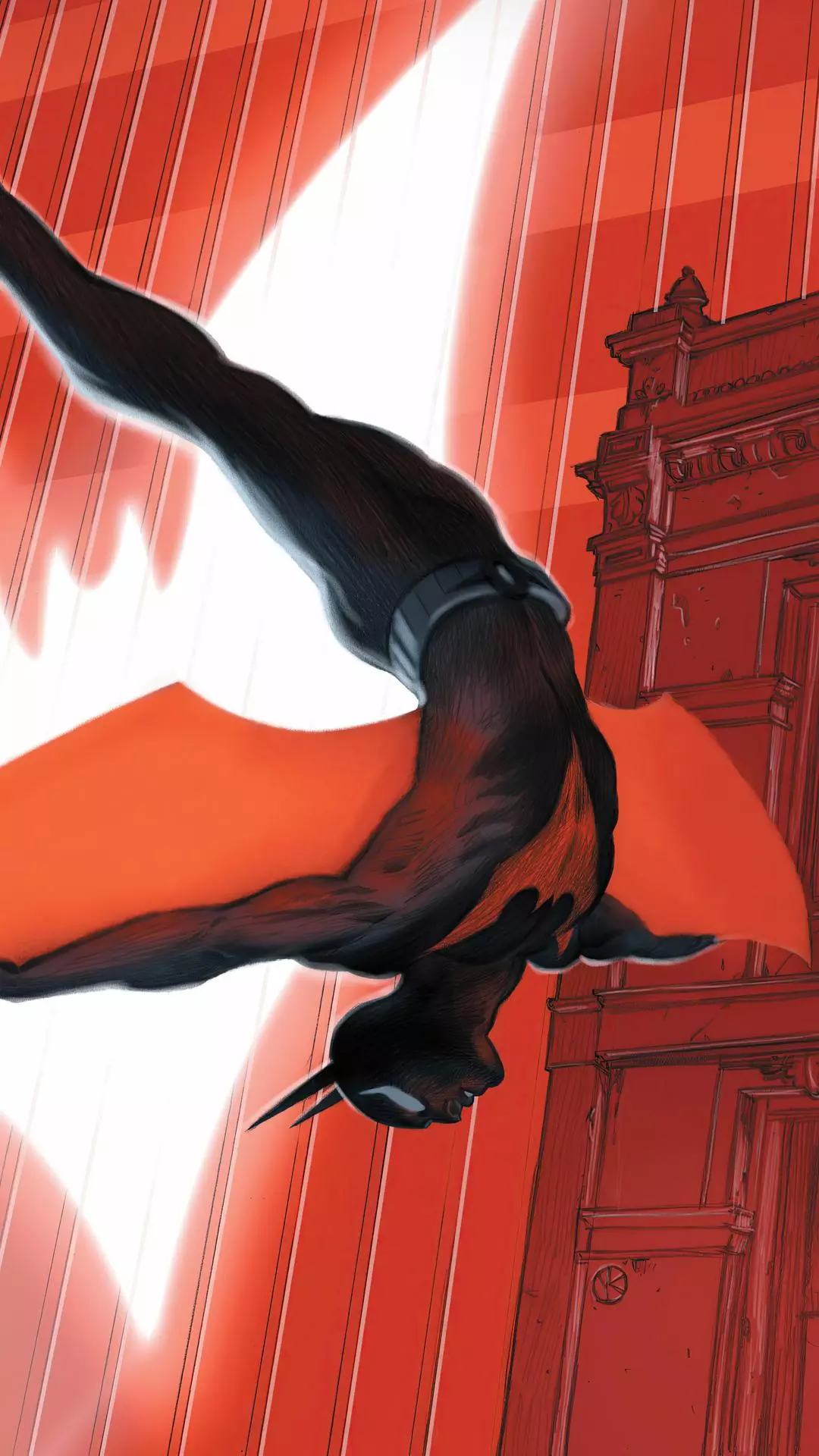 Batman Diving Through Red City