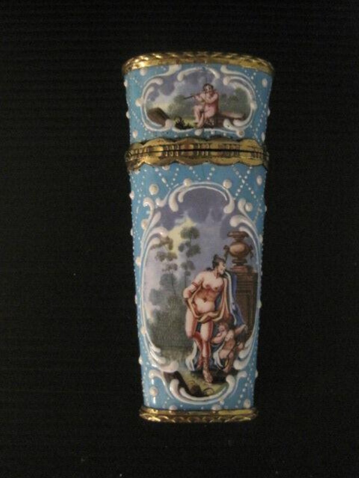 Antique Painted Enamel Hinged Case