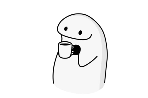 Cute Cartoon Ghost Holding Coffee Mug