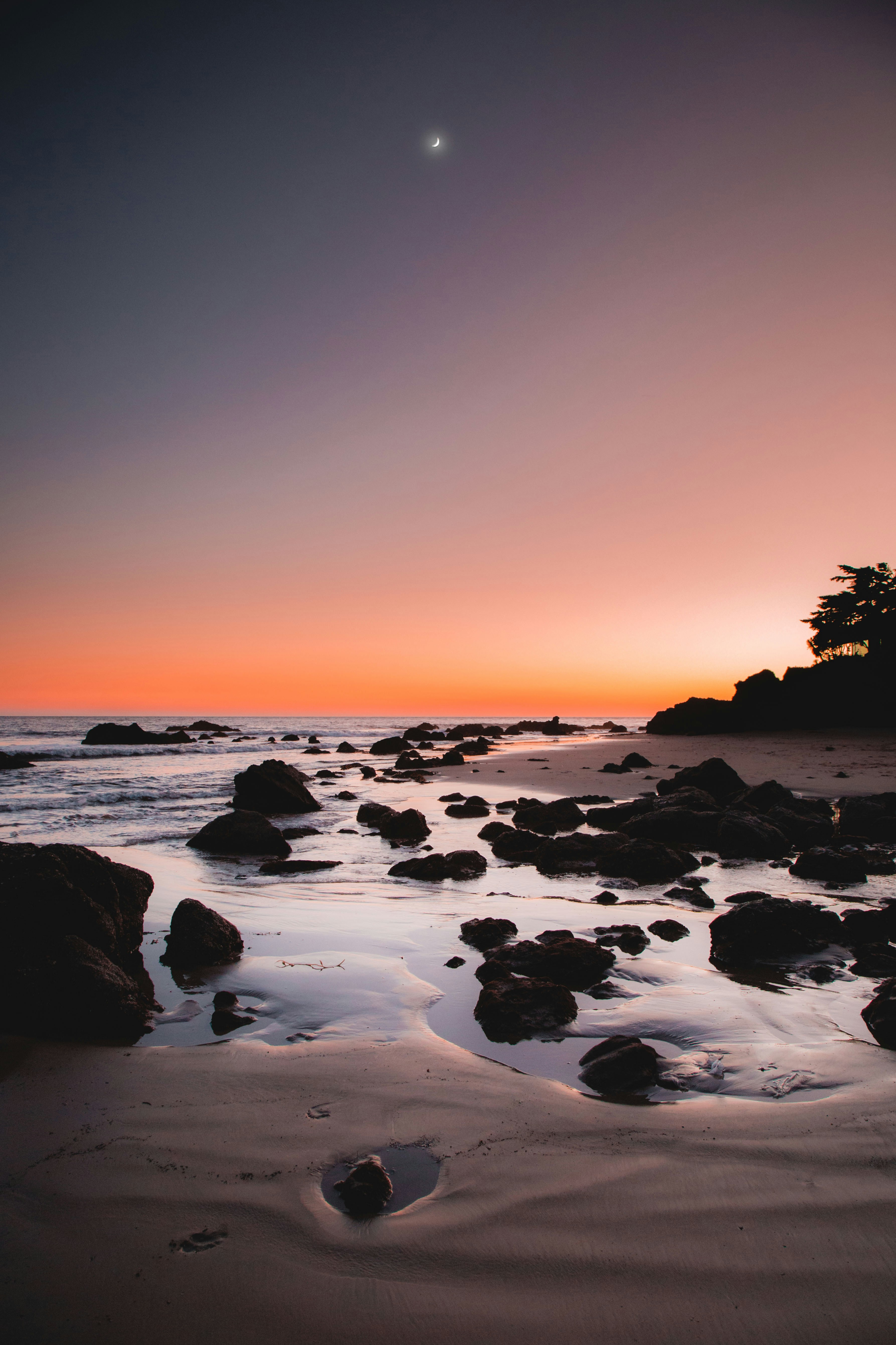 Dusk Rocky Beach Seascape